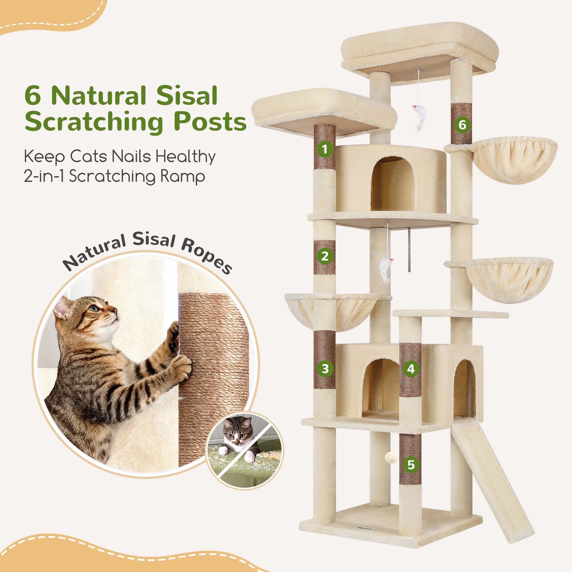 globlazer-f-series-f76c-arbre-chat-beige-76-pouces-familial image 6