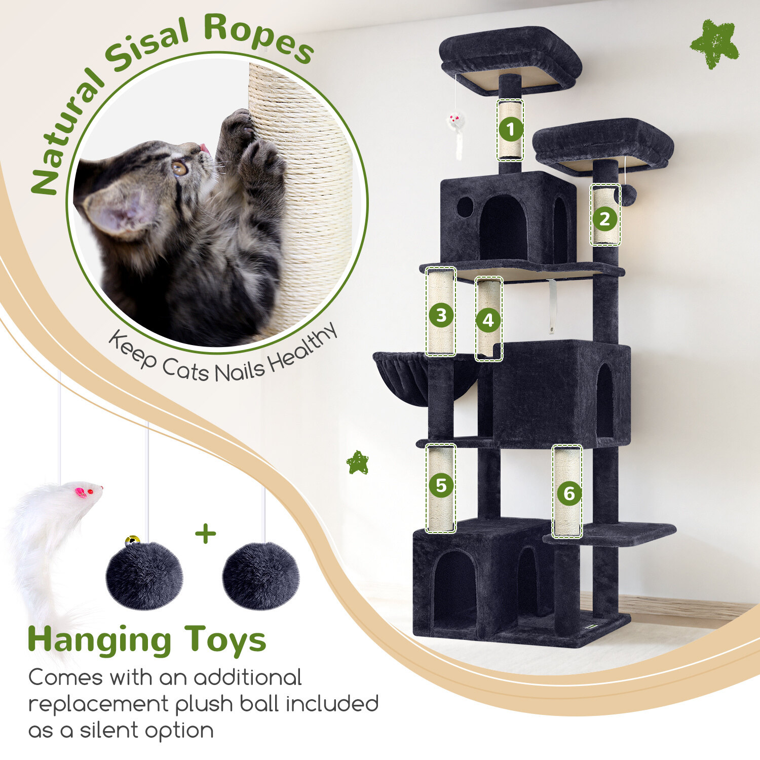 globlazer-f-series-f71-arbre-chat-gris-fonc-71-pouces image 6