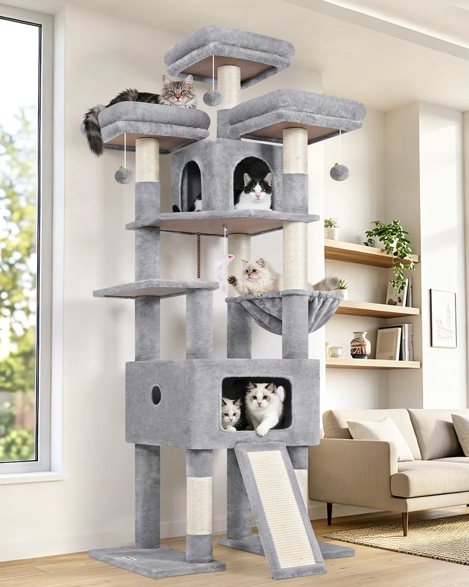globlazer-f75-arbre-chat-75-pouces-gris-clair-grand image 1