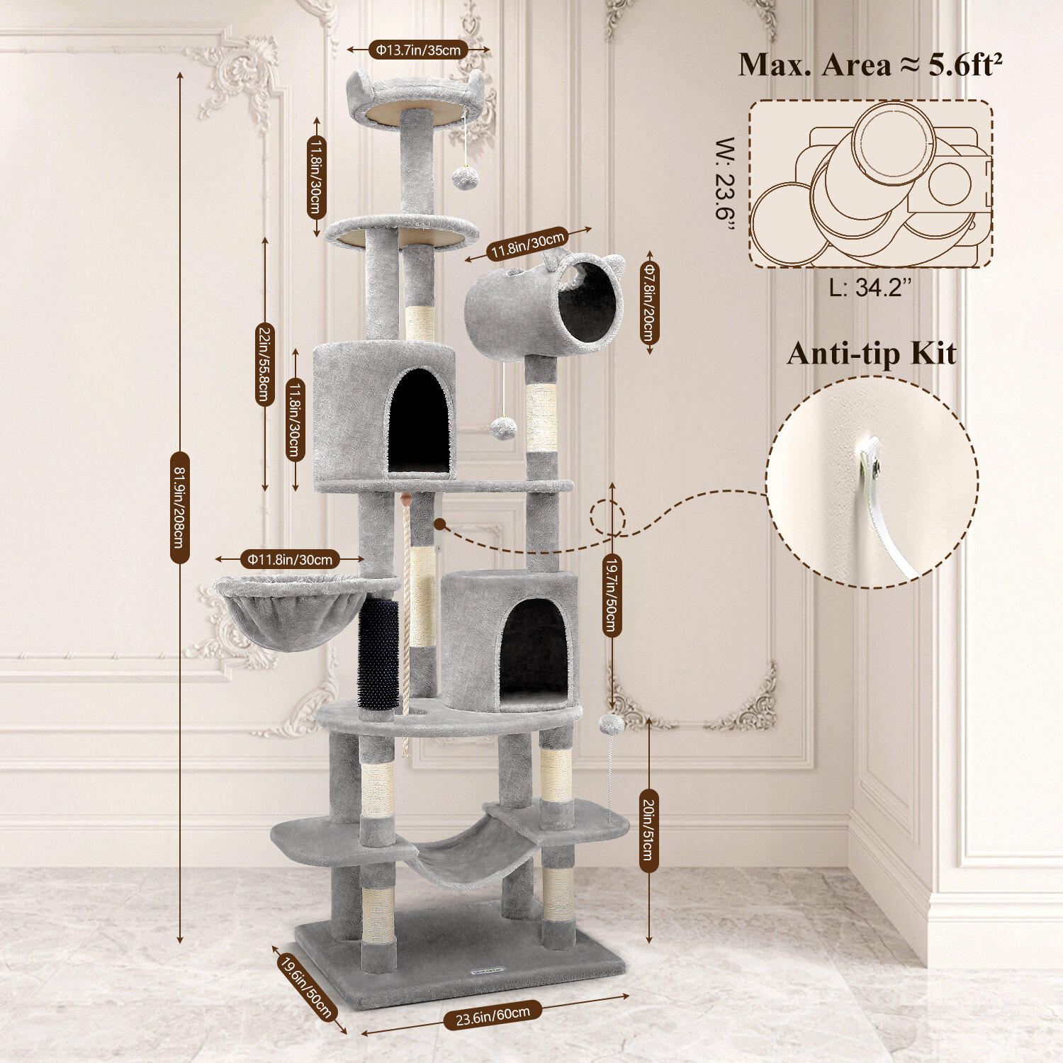 globlazer-c81-arbre-chat-206-cm-gris-clair-xxl image 5