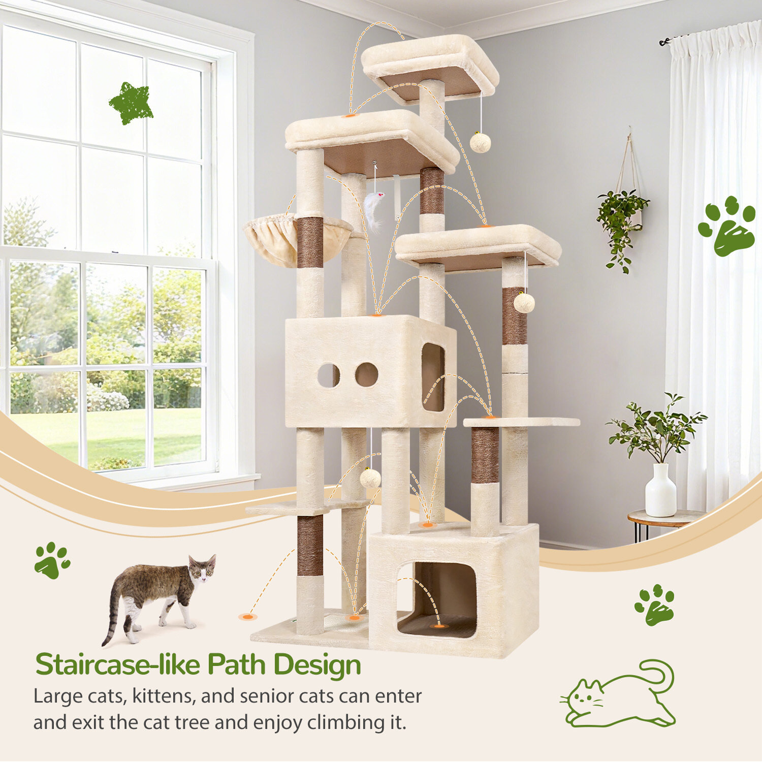 globlazer-f80e-arbre-chat-203-cm-beige-grand-chat image 6