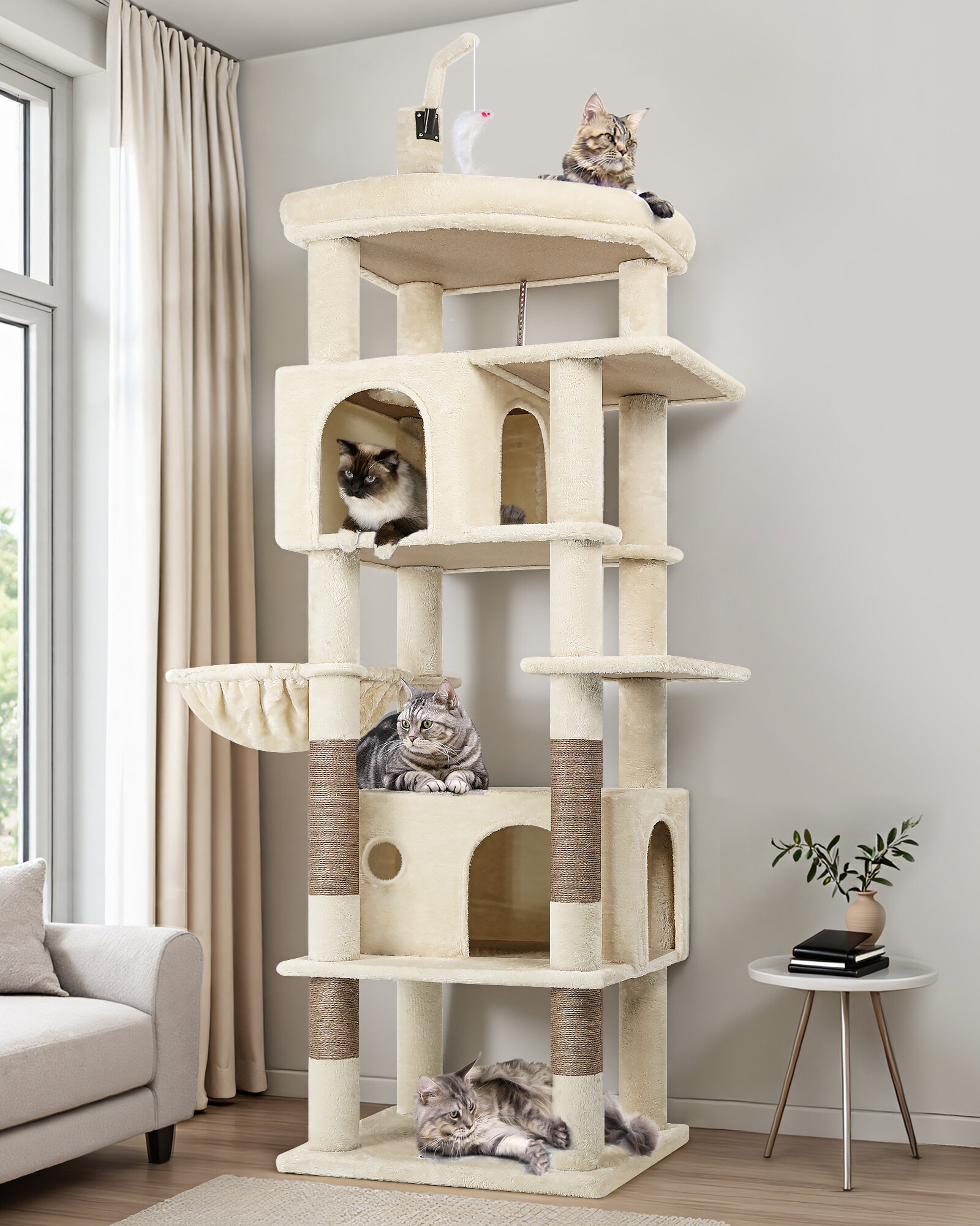 globlazer-f74b-arbre-chat-188-cm-beige-grand-chat image 1