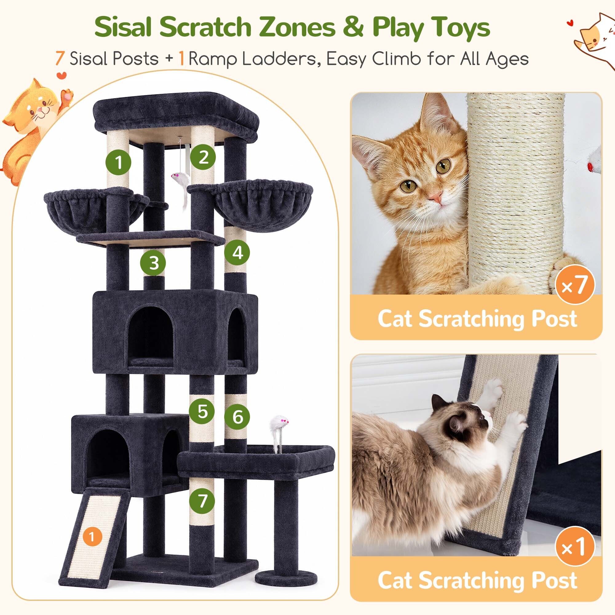 globlazer-s-series-s73b-arbre-chat-gris-fonc-73-pouces-robuste image 6