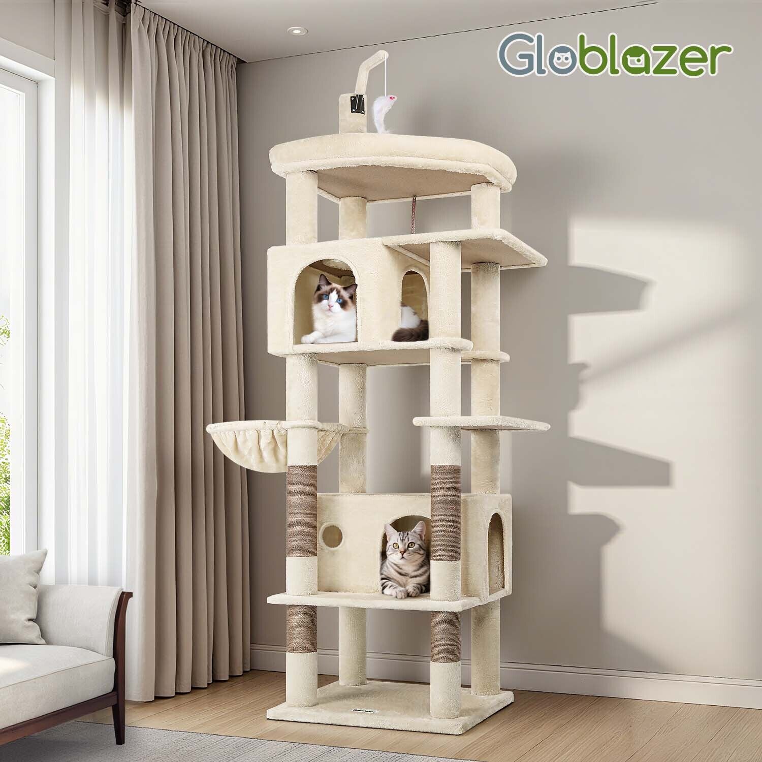 globlazer-f74b-arbre-chat-188-cm-beige-grand-chat image 8