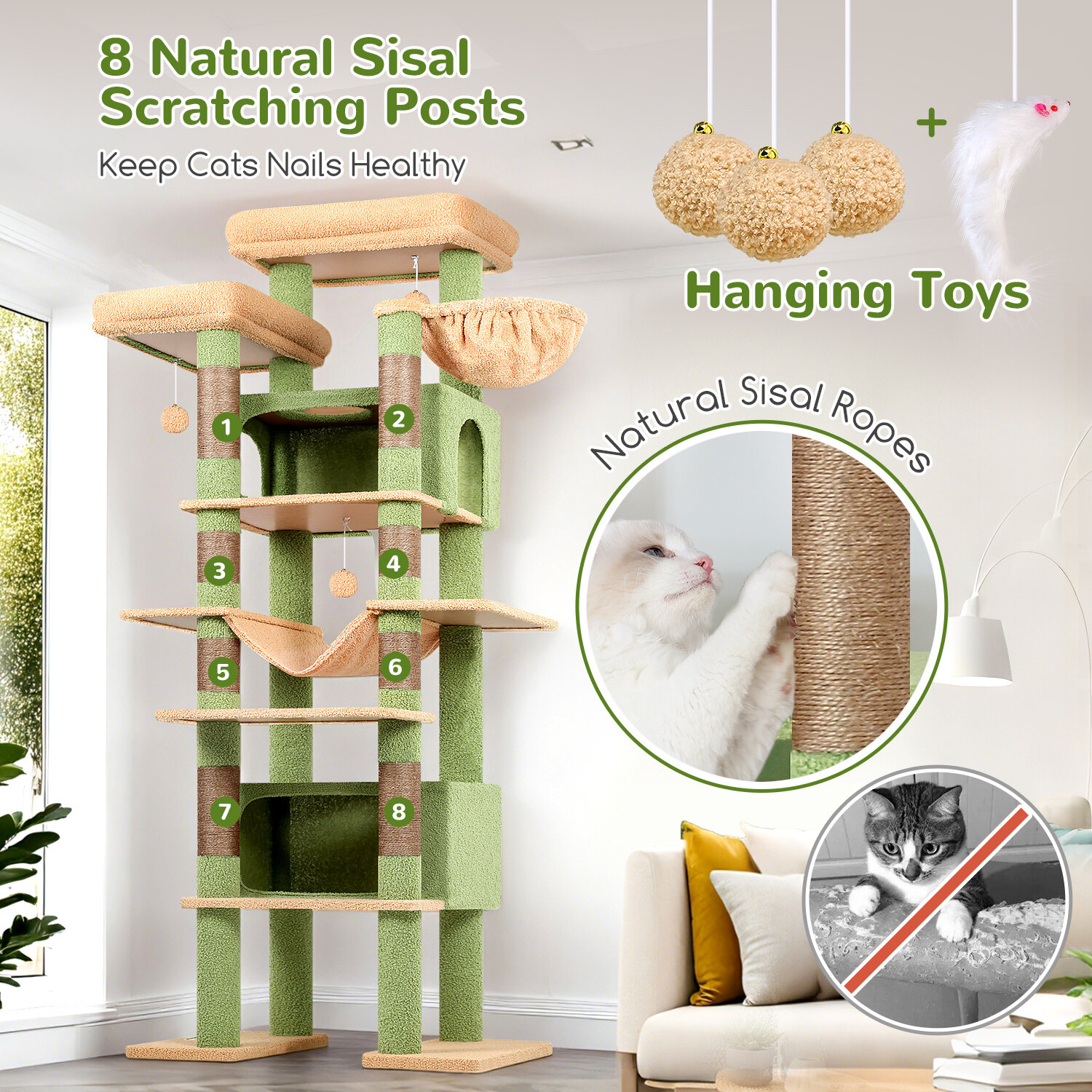 globlazer-f-series-f83b-arbre-chat-vert-cactus-83-pouces image 5
