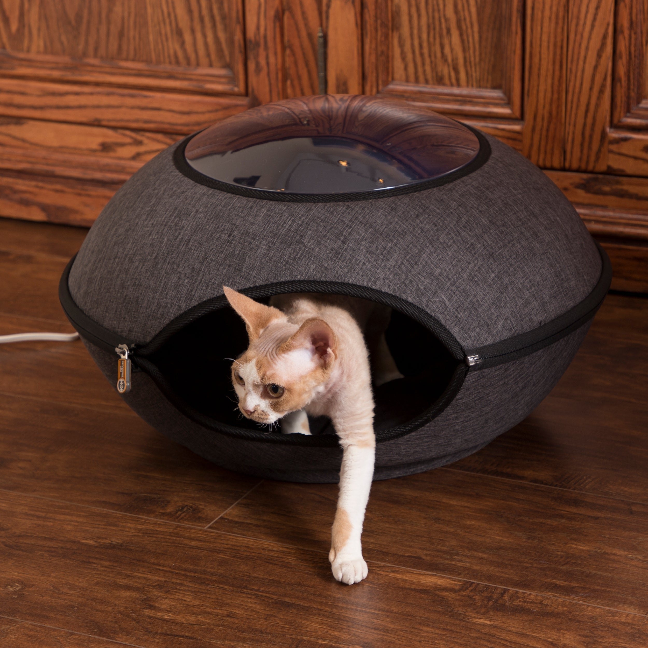 k-h-thermo-lookout-pod-lit-chauffant-chat-gris-rouge-4w image 1