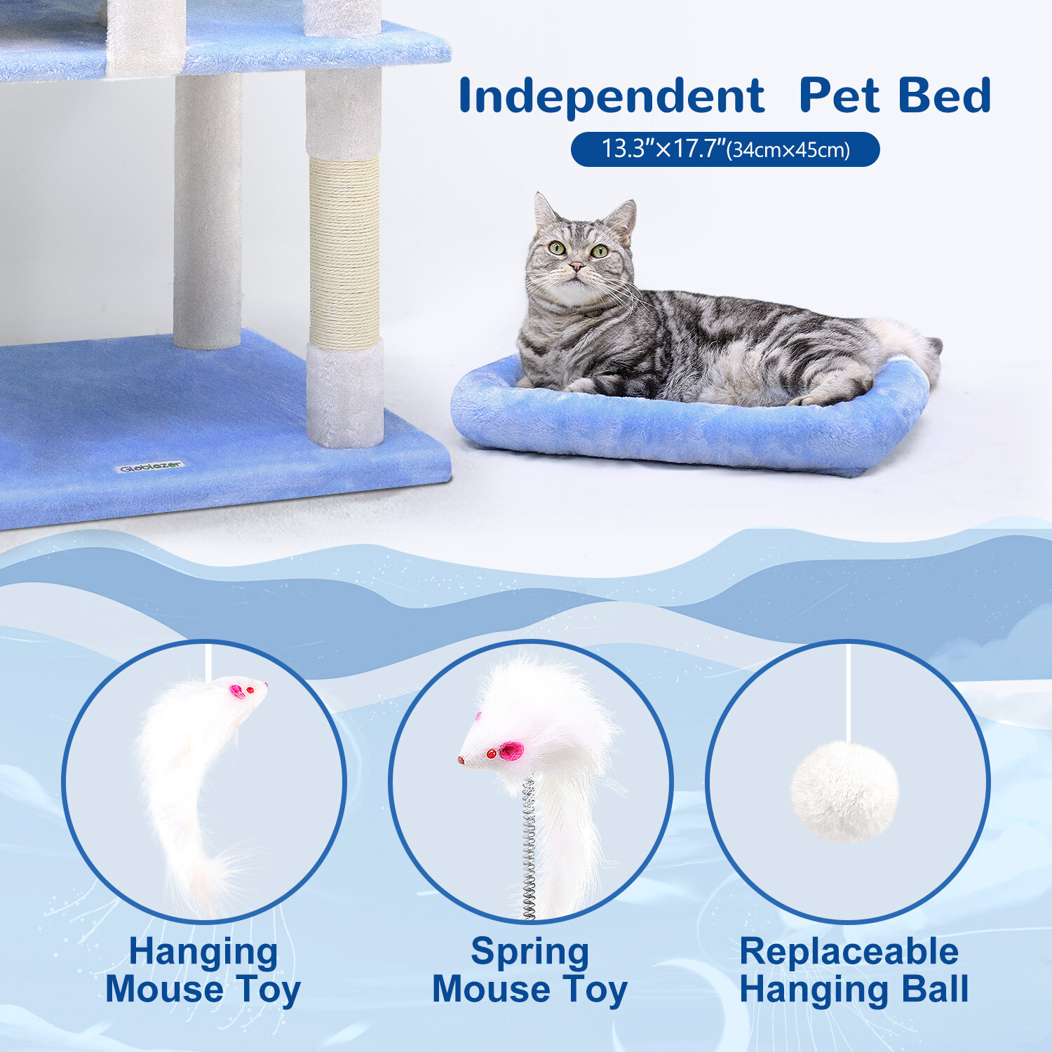 globlazer-s72-arbre-chat-bleu-oc-an-72-pouces-grand image 6