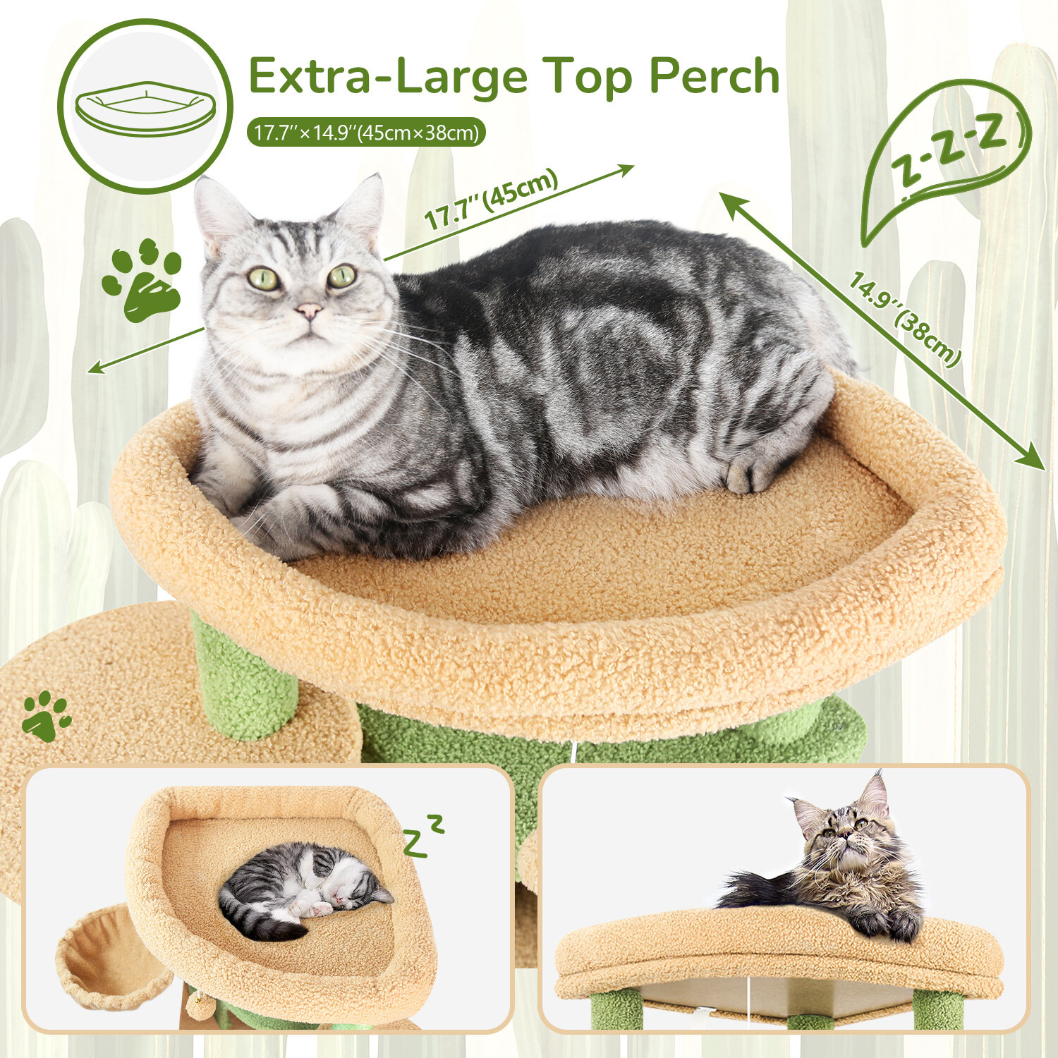 globlazer-c-series-c66-arbre-chat-vert-cactus-66-pouces-angle image 4