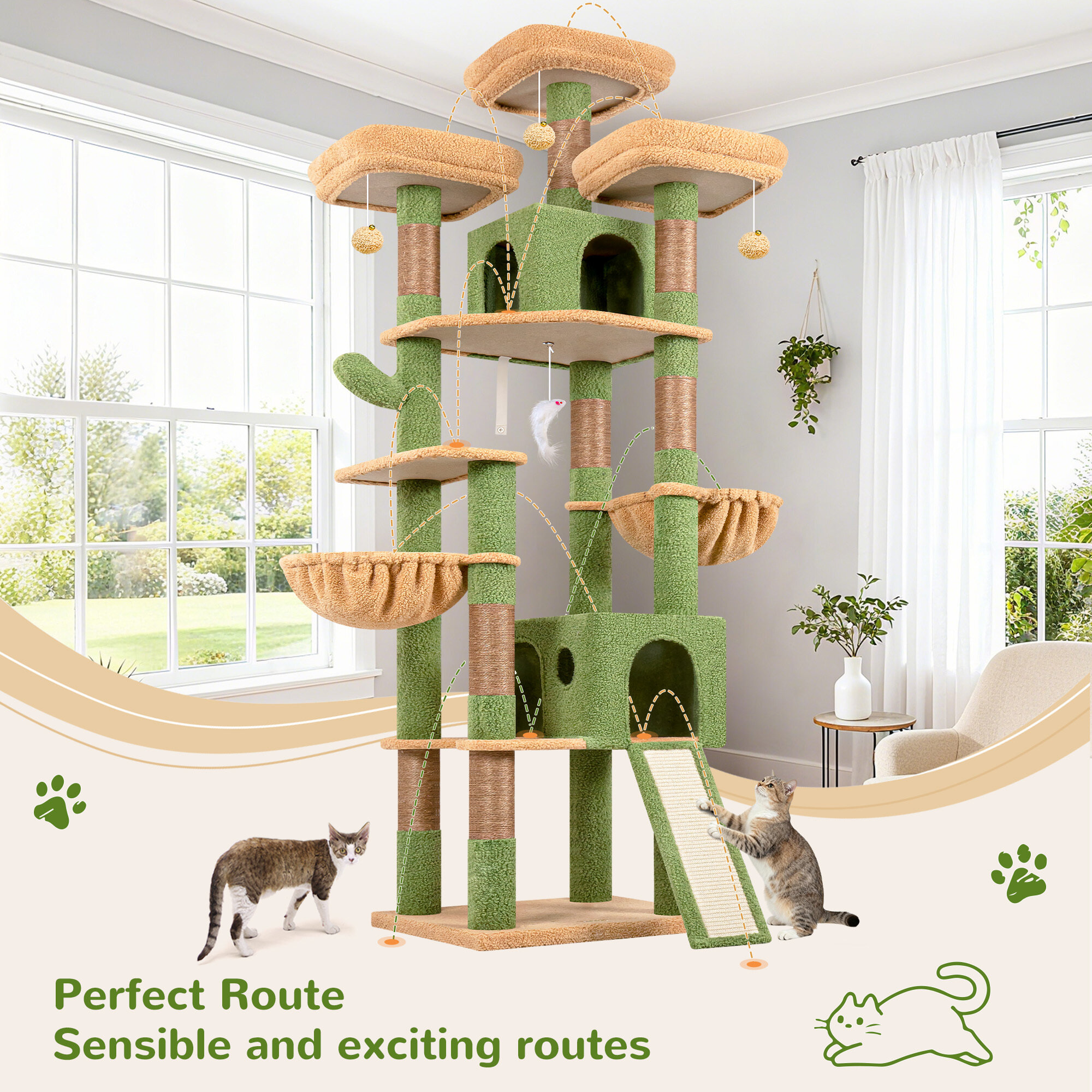globlazer-f83d-arbre-a-chat-vert-cactus-211-cm image 7