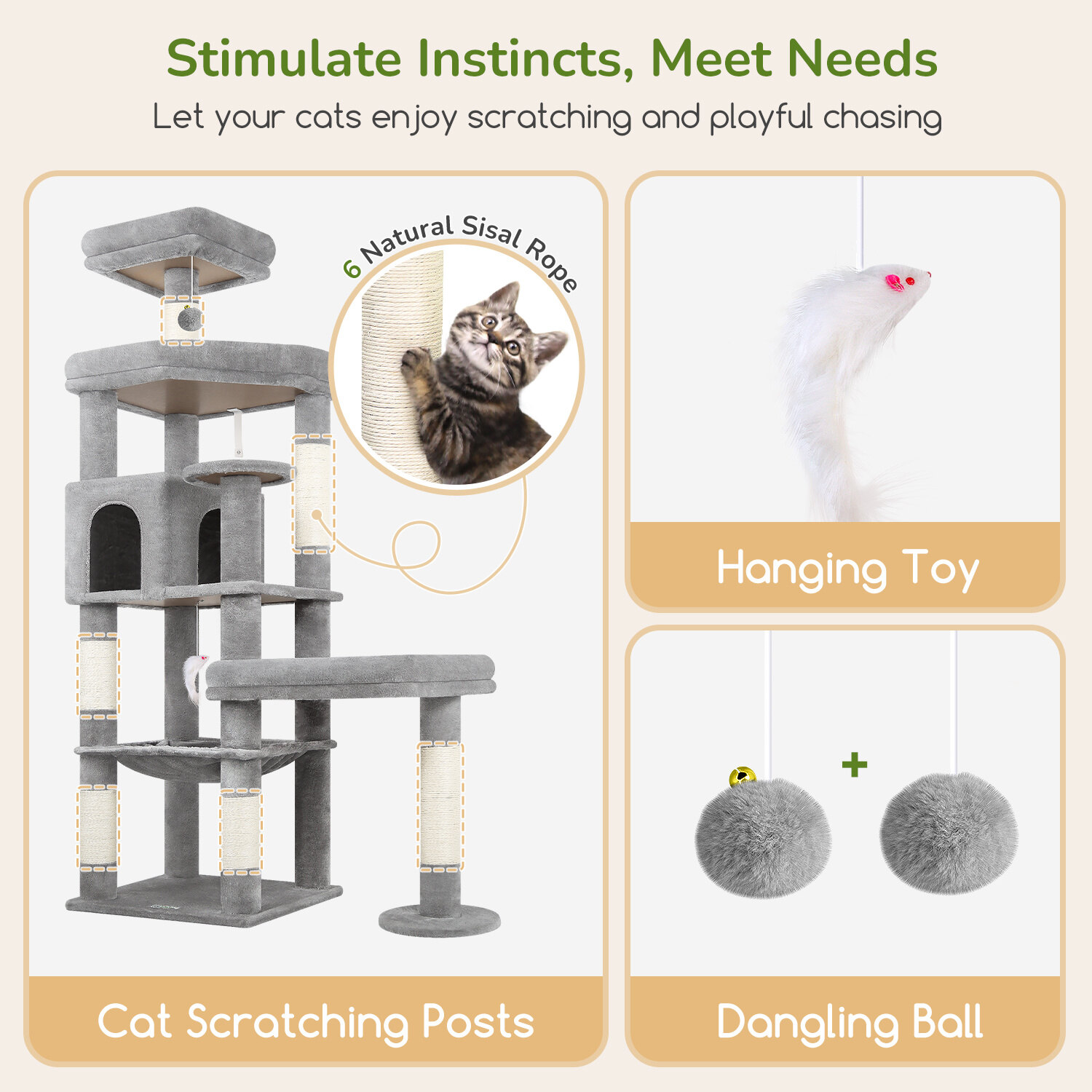 globlazer-s-series-s65-arbre-chat-gris-clair-65-pouces-robuste image 7