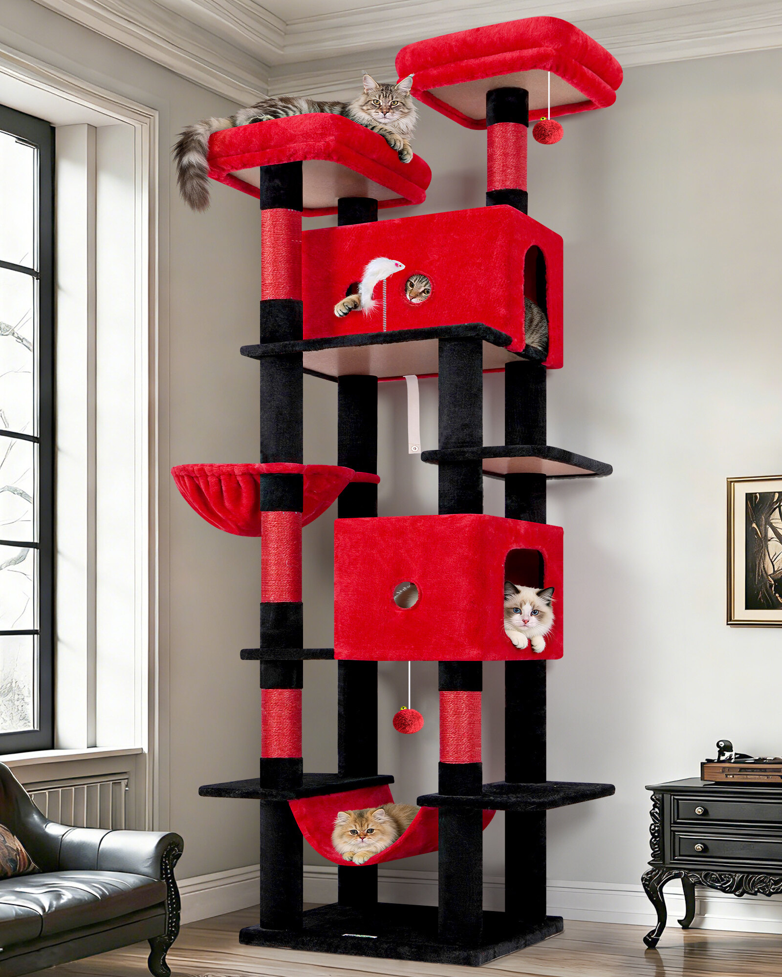 globlazer-s-series-s80b-arbre-chat-rouge-noir-80-pouces-grand image 1