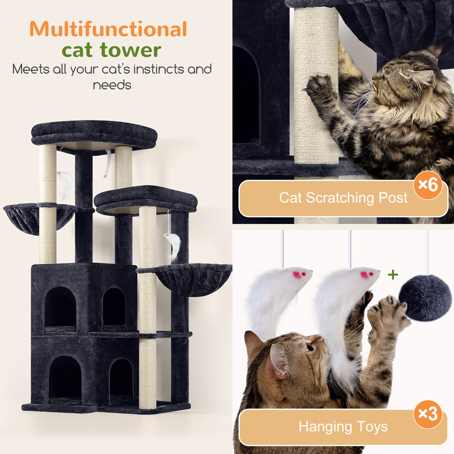 globlazer-s-series-s63-arbre-chat-gris-fonc-160-cm image 7