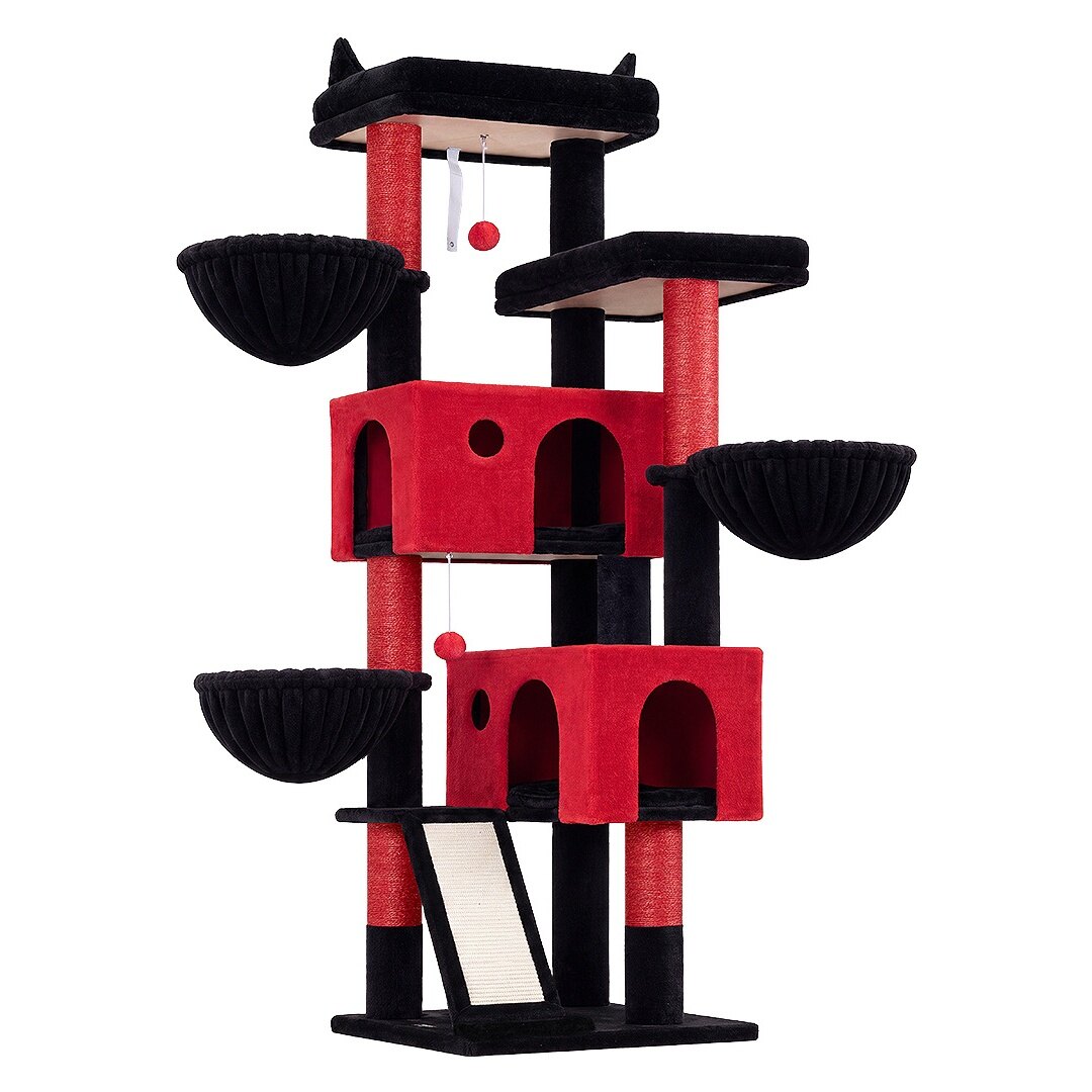 globlazer-f72g-arbre-chat-grand-chat-rouge-noir-183-cm image 2