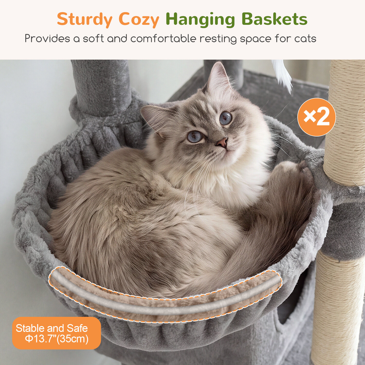 globlazer-f-series-f75g-arbre-chat-75-pouces-gris-clair-robuste image 6