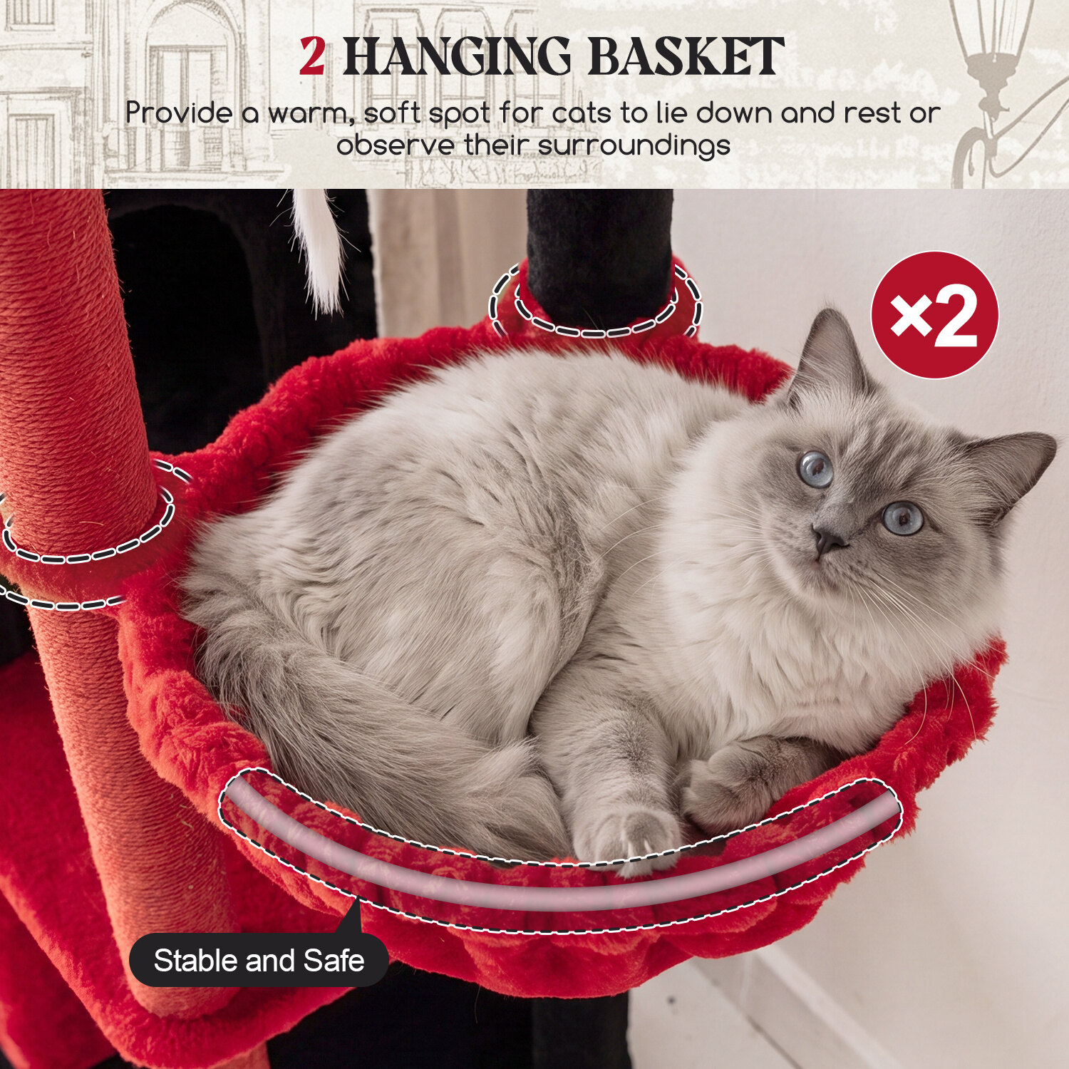 globlazer-s-series-s63-arbre-chat-rouge-noir-160-cm-robuste image 5