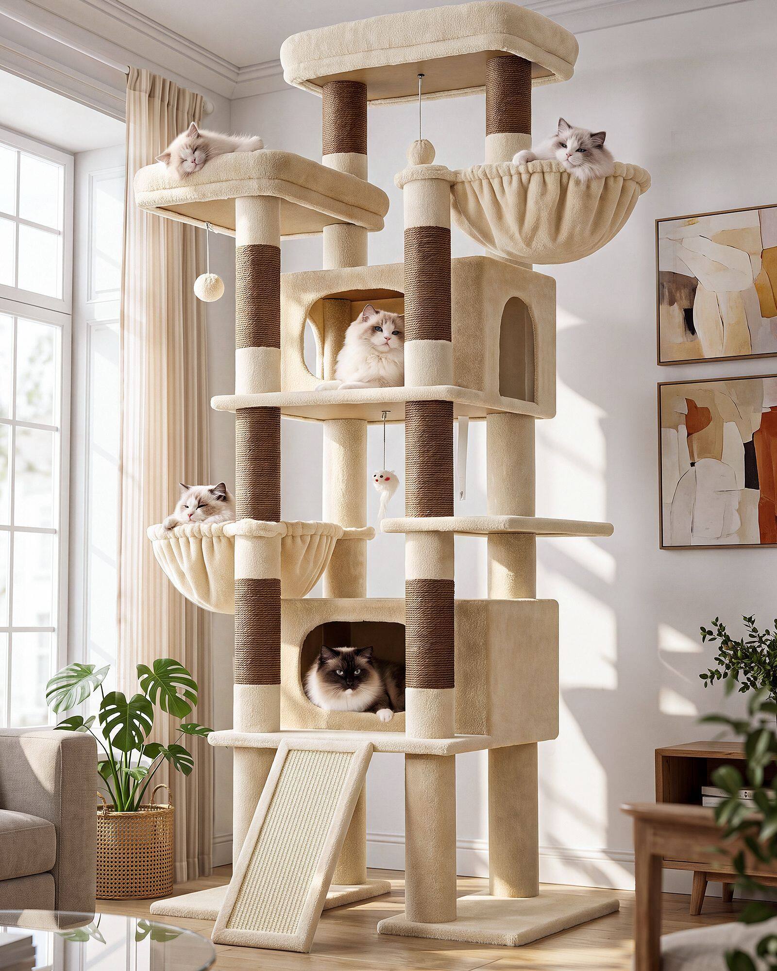globlazer-f-series-f75g-arbre-chat-beige-75-pouces-robuste image 1