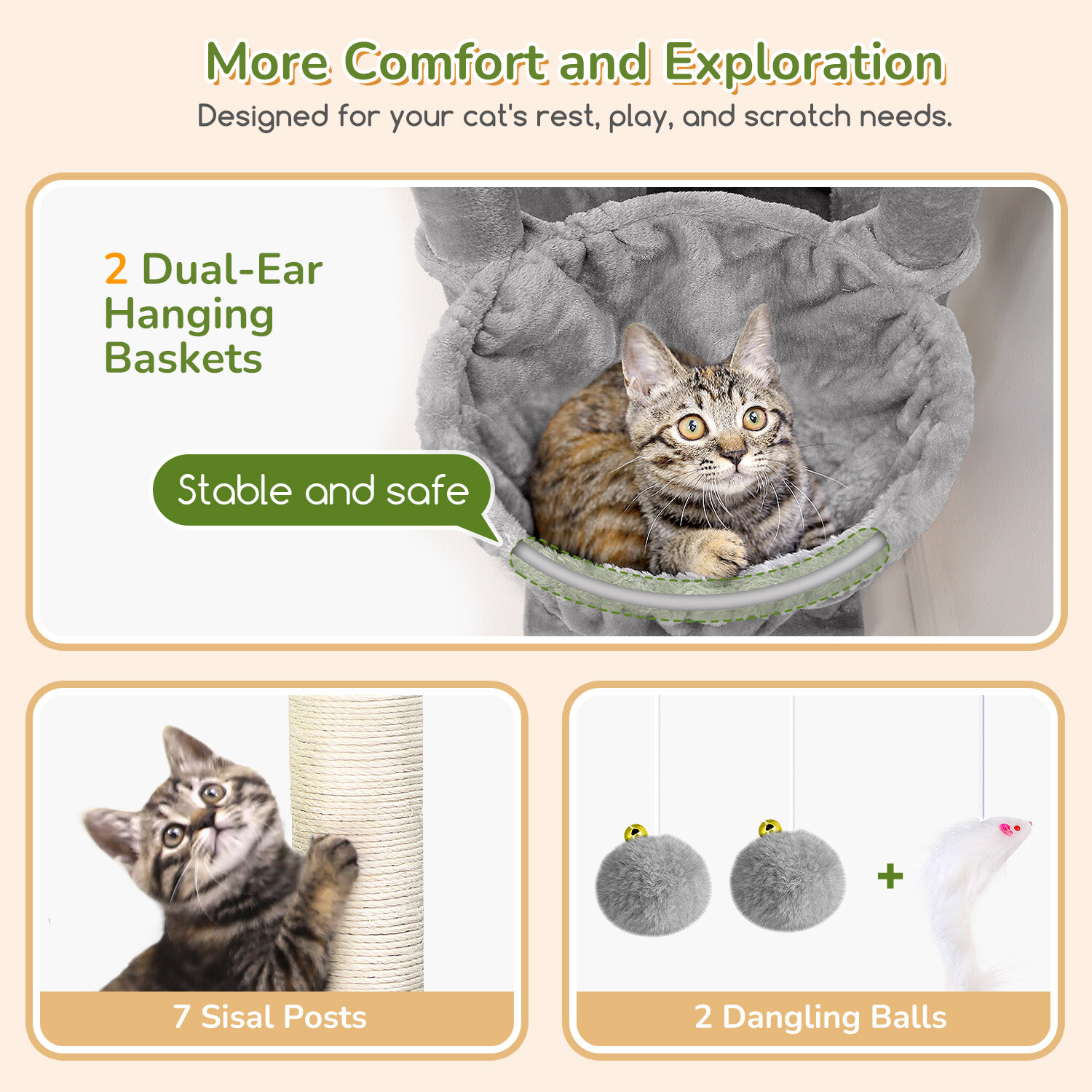 globlazer-s-series-s74-arbre-chat-gris-clair-74-pouces-grand image 5