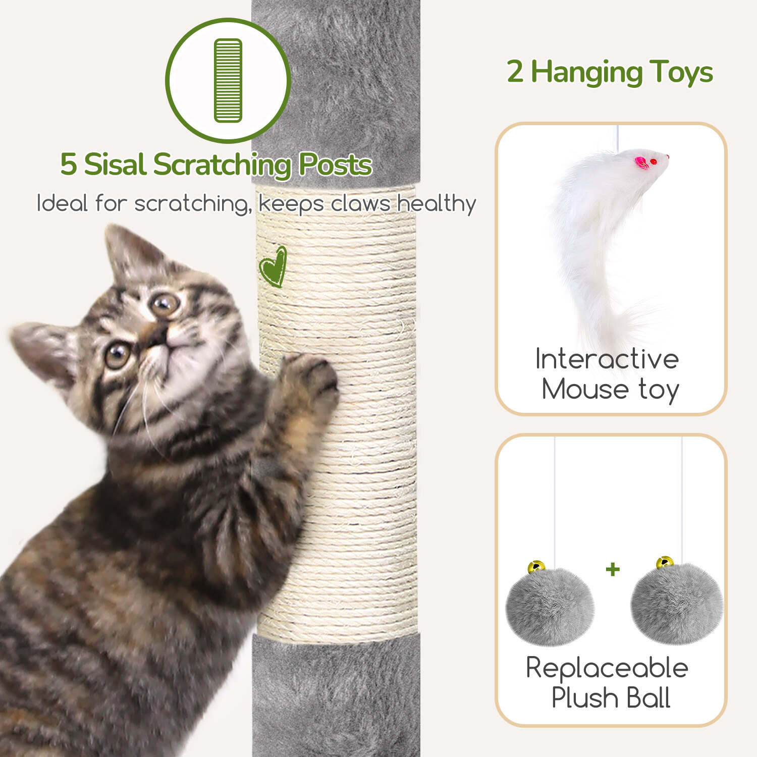 globlazer-s-series-s52-arbre-chat-gris-clair-132-cm-robuste image 6