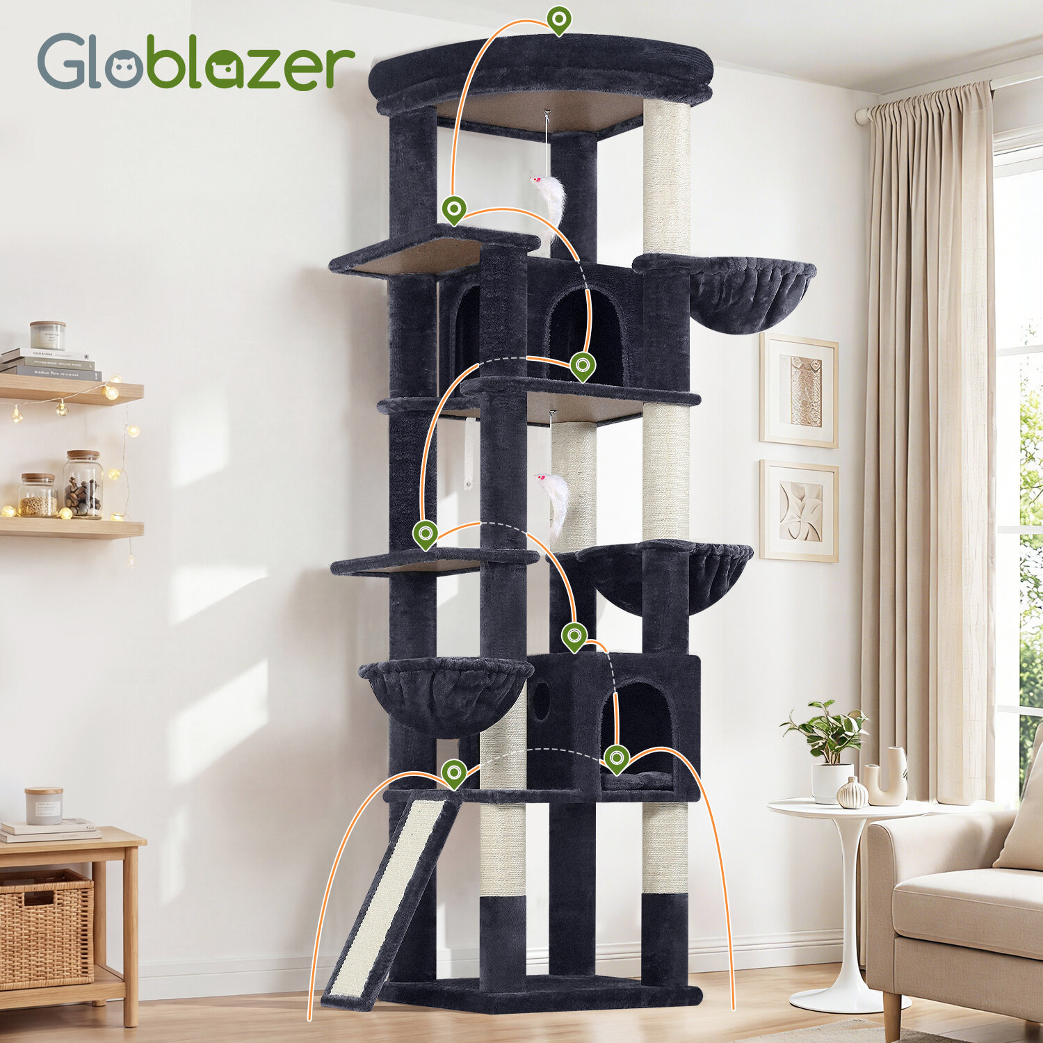 globlazer-s78g-s-series-tour-chat-gris-fonc-78-pouces image 8
