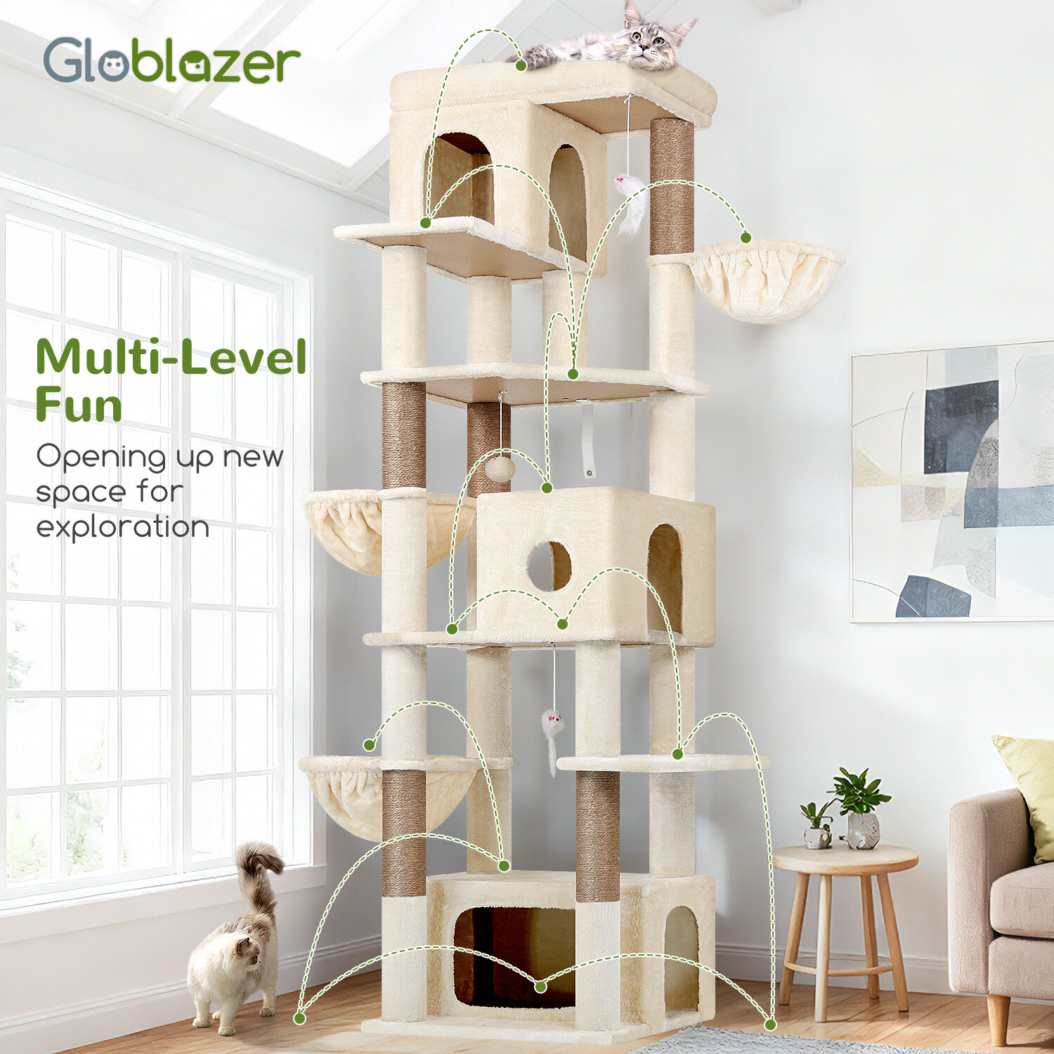 globlazer-f80f-arbre-chat-beige-203-cm-grand-chat image 8