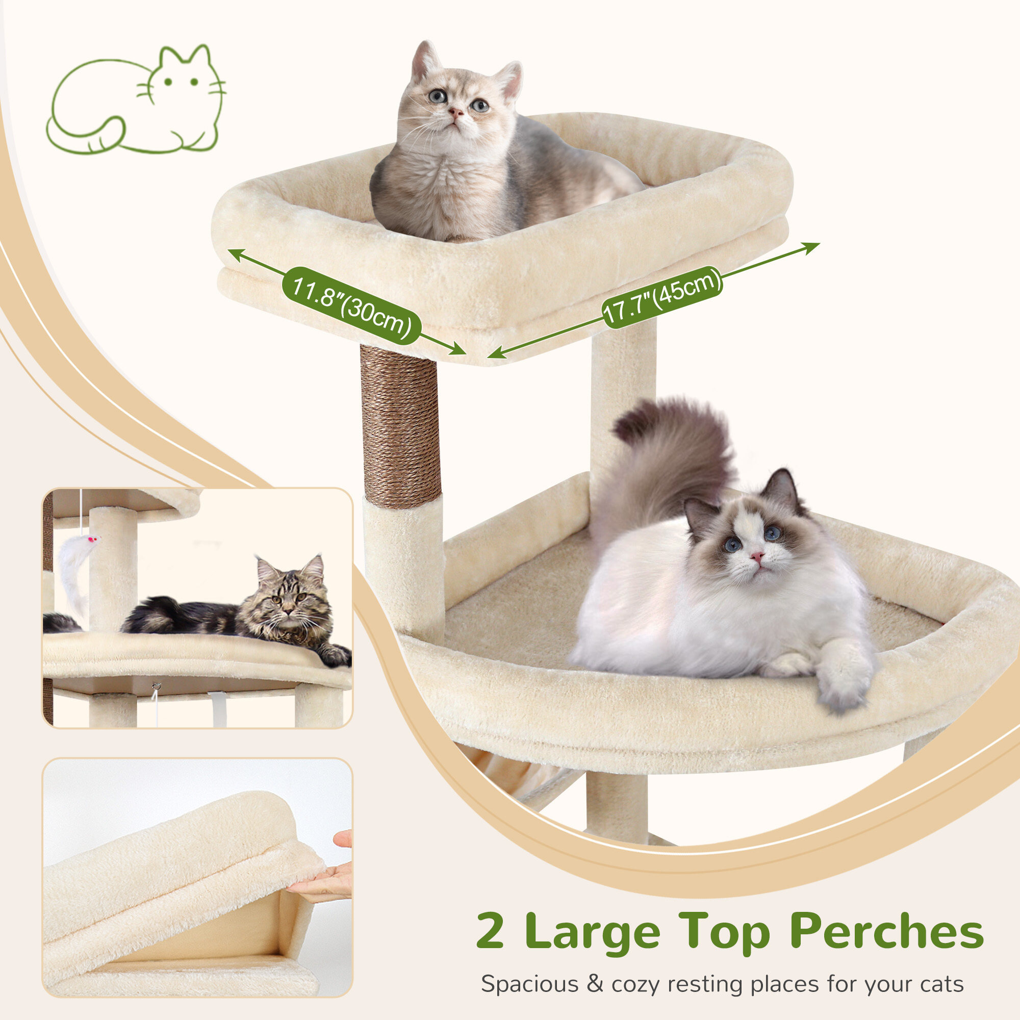 globlazer-f78c-arbre-chat-beige-198-cm-robuste image 6