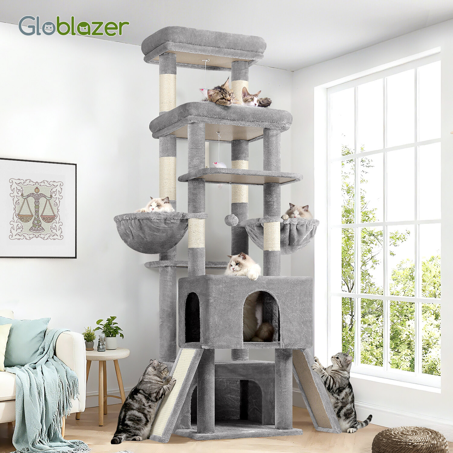 globlazer-z78-arbre-chat-grand-198-cm-gris-clair image 7