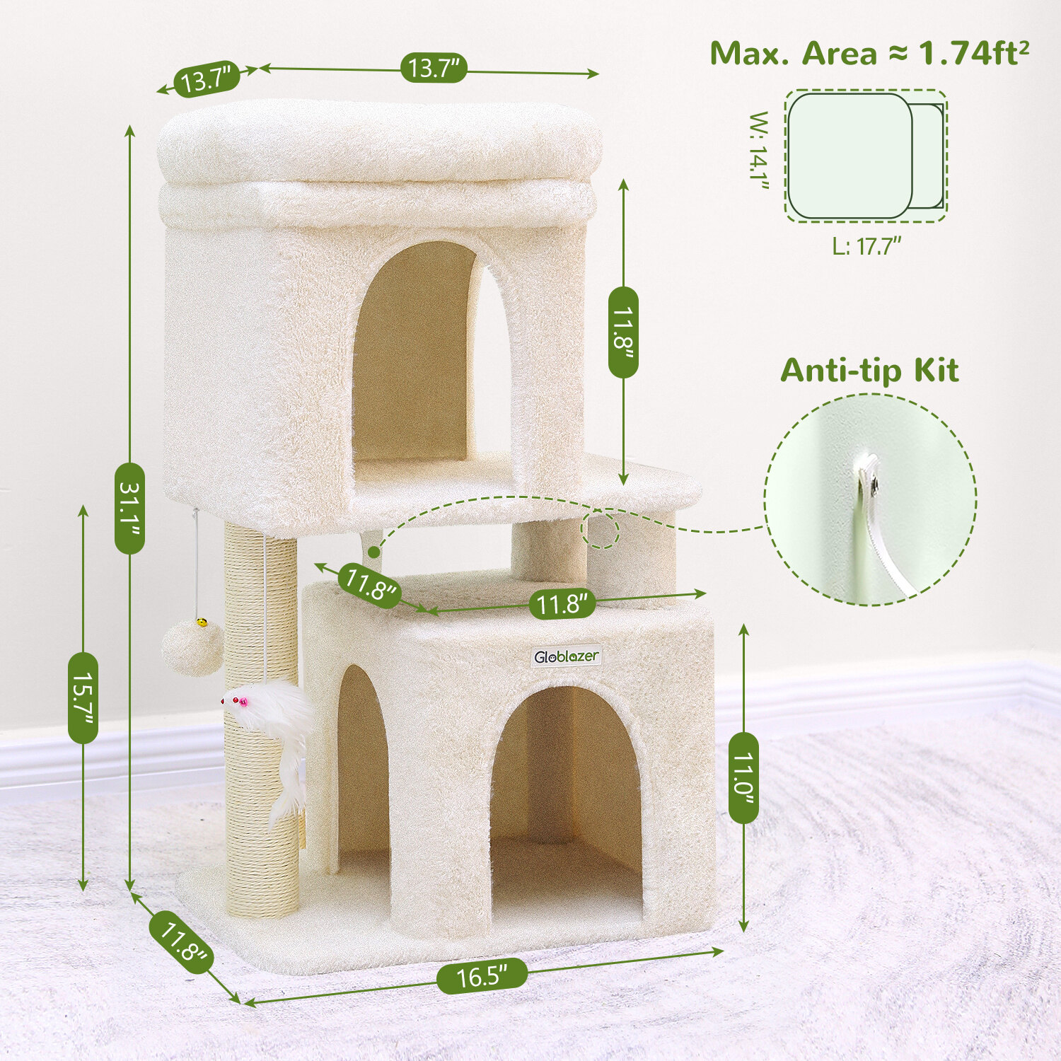 globlazer-f-series-f31-petit-arbre-chat-beige-31-pouces image 6
