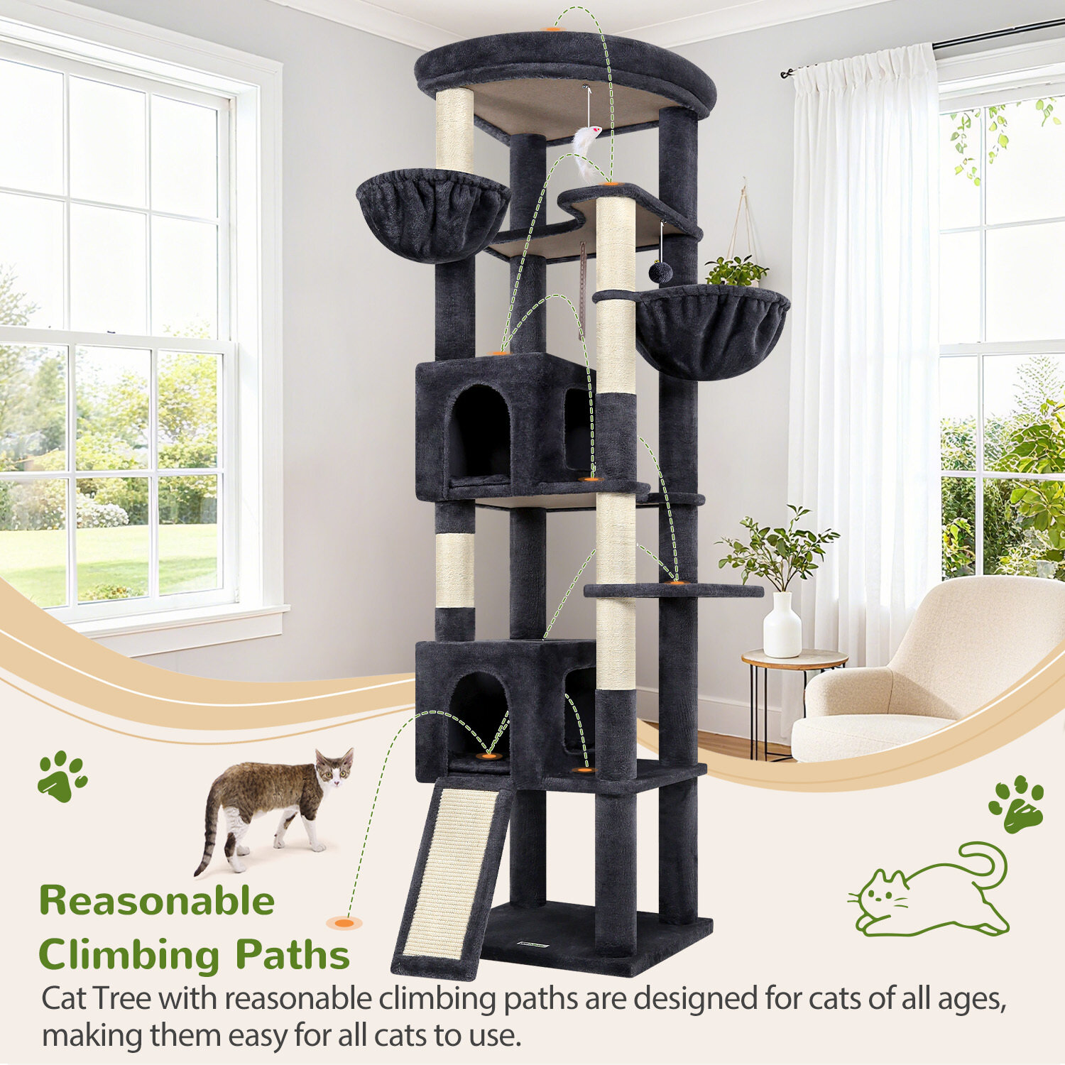 globlazer-c-series-c80-arbre-chat-gris-fonc-80-pouces image 8