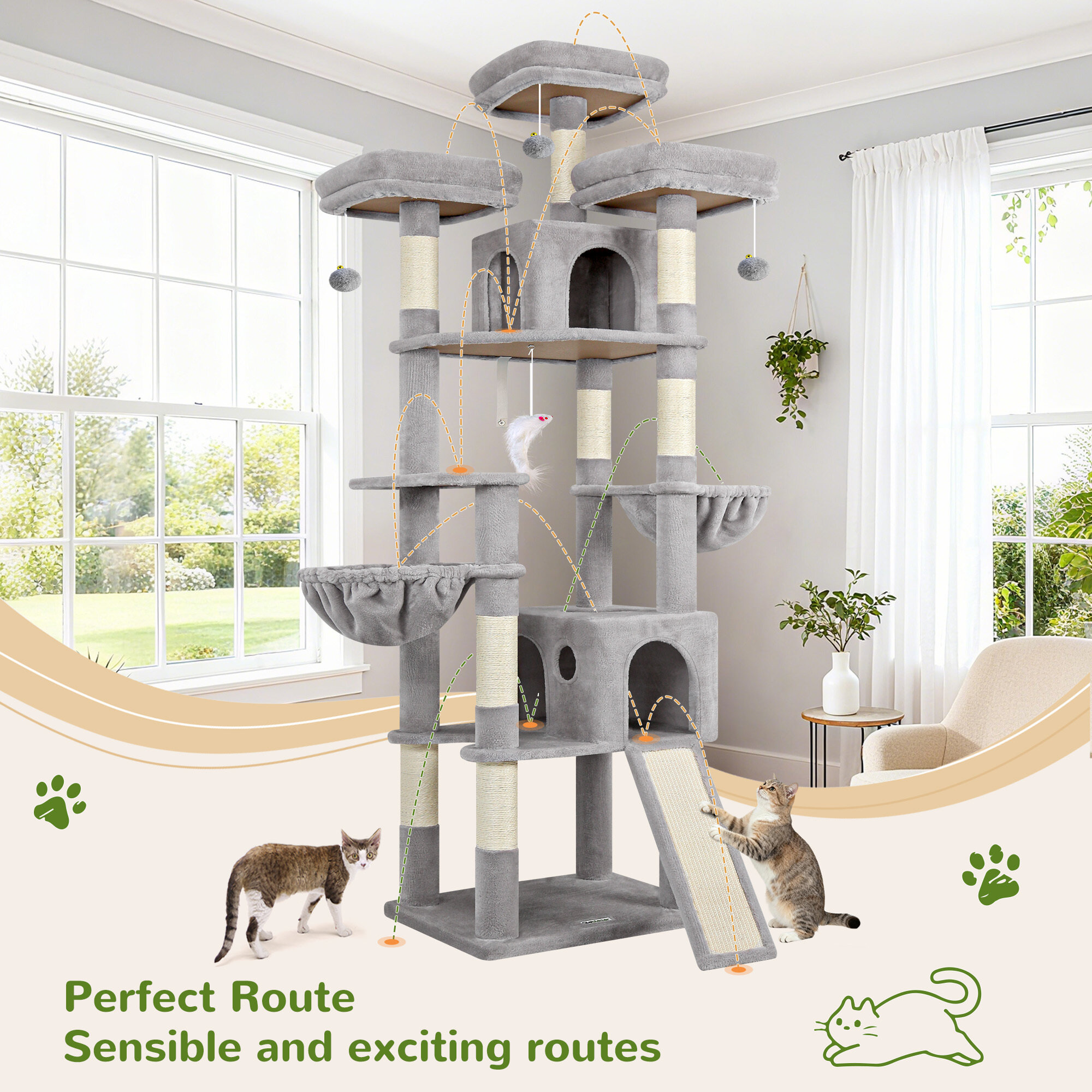 globlazer-f83d-arbre-chat-83-pouces-gris-clair-xxl image 7