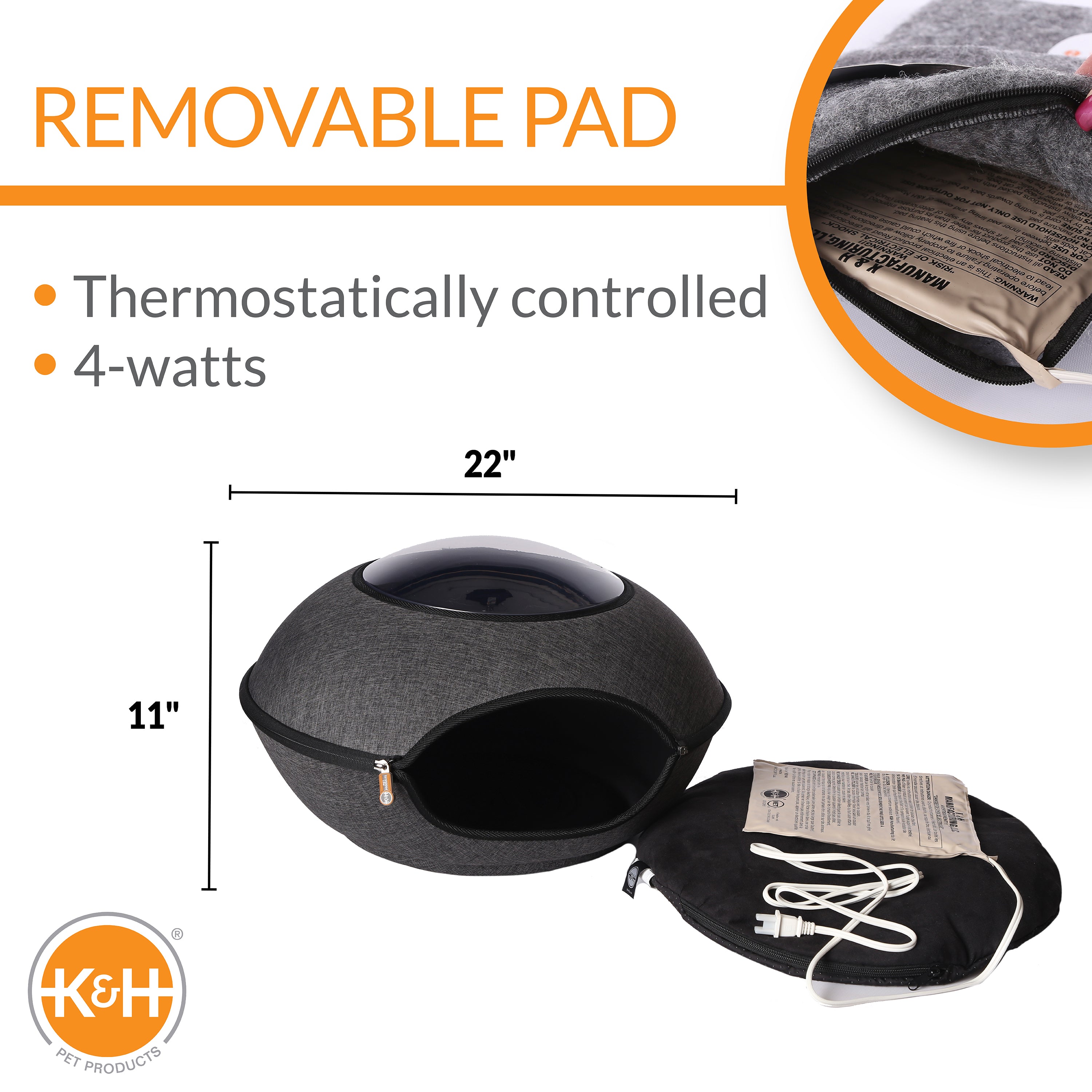 k-h-thermo-lookout-pod-lit-chauffant-chat-gris-rouge-4w image 4