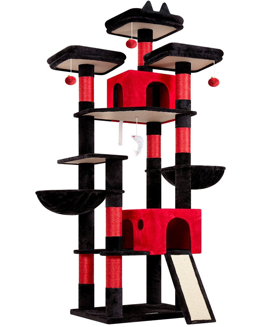 globlazer-f83d-arbre-chat-211-cm-rouge-noir-grands-chats image 2