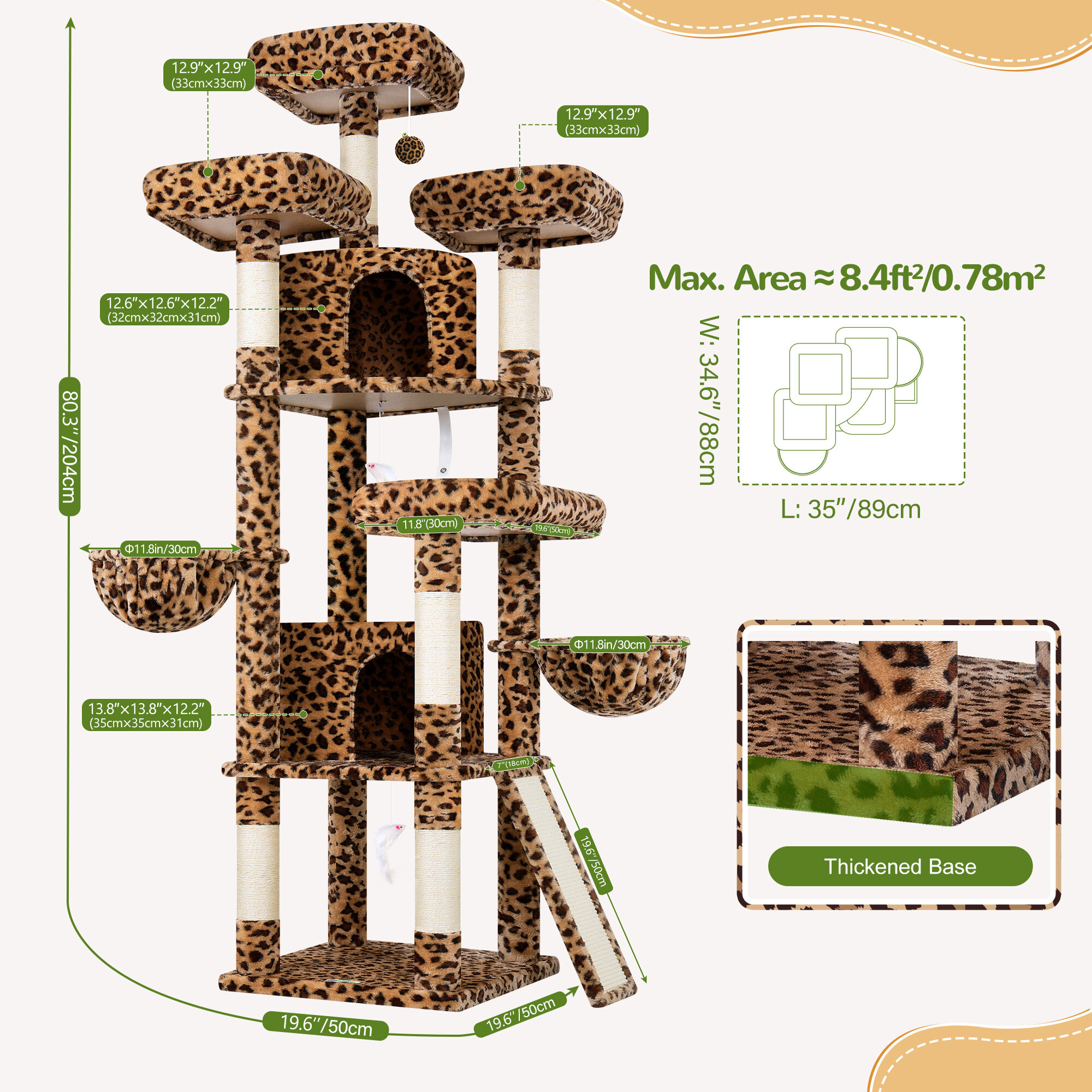 globlazer-f-series-f80h-arbre-chat-l-opard-80-pouces-grand image 3