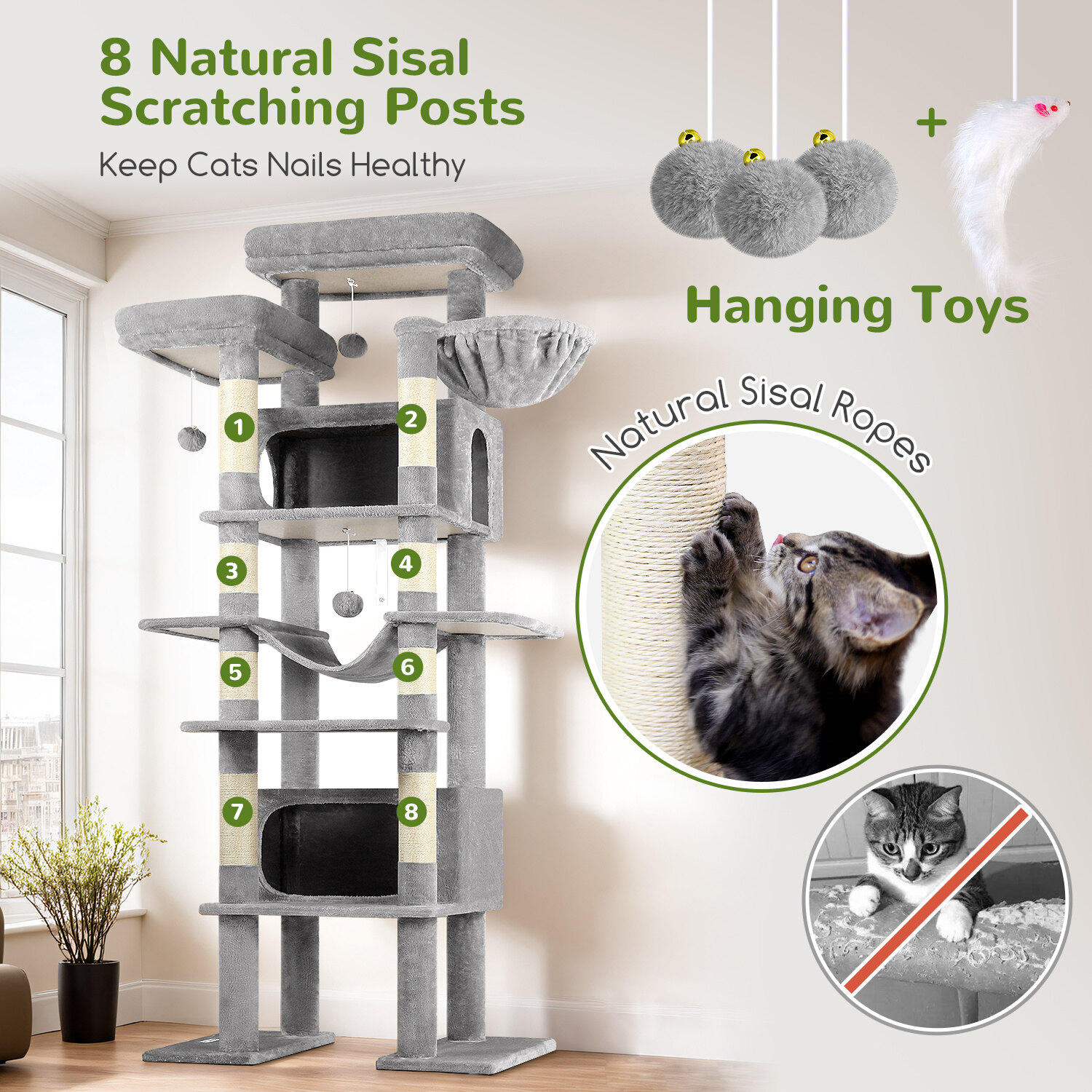 globlazer-f83b-arbre-chat-gris-clair-83-pouces-grand-xxl image 5