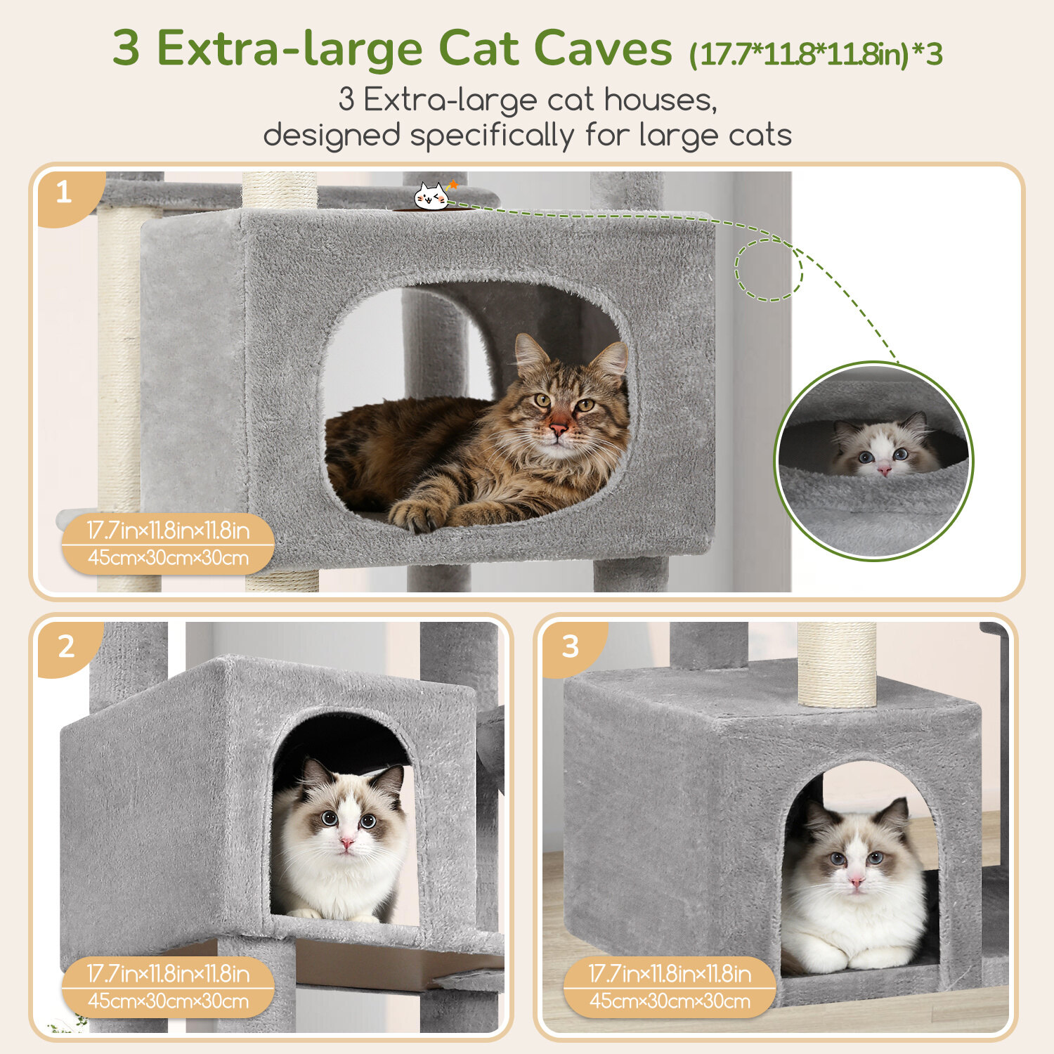 globlazer-s80-arbre-chat-gris-clair-80-pouces-cachette image 3