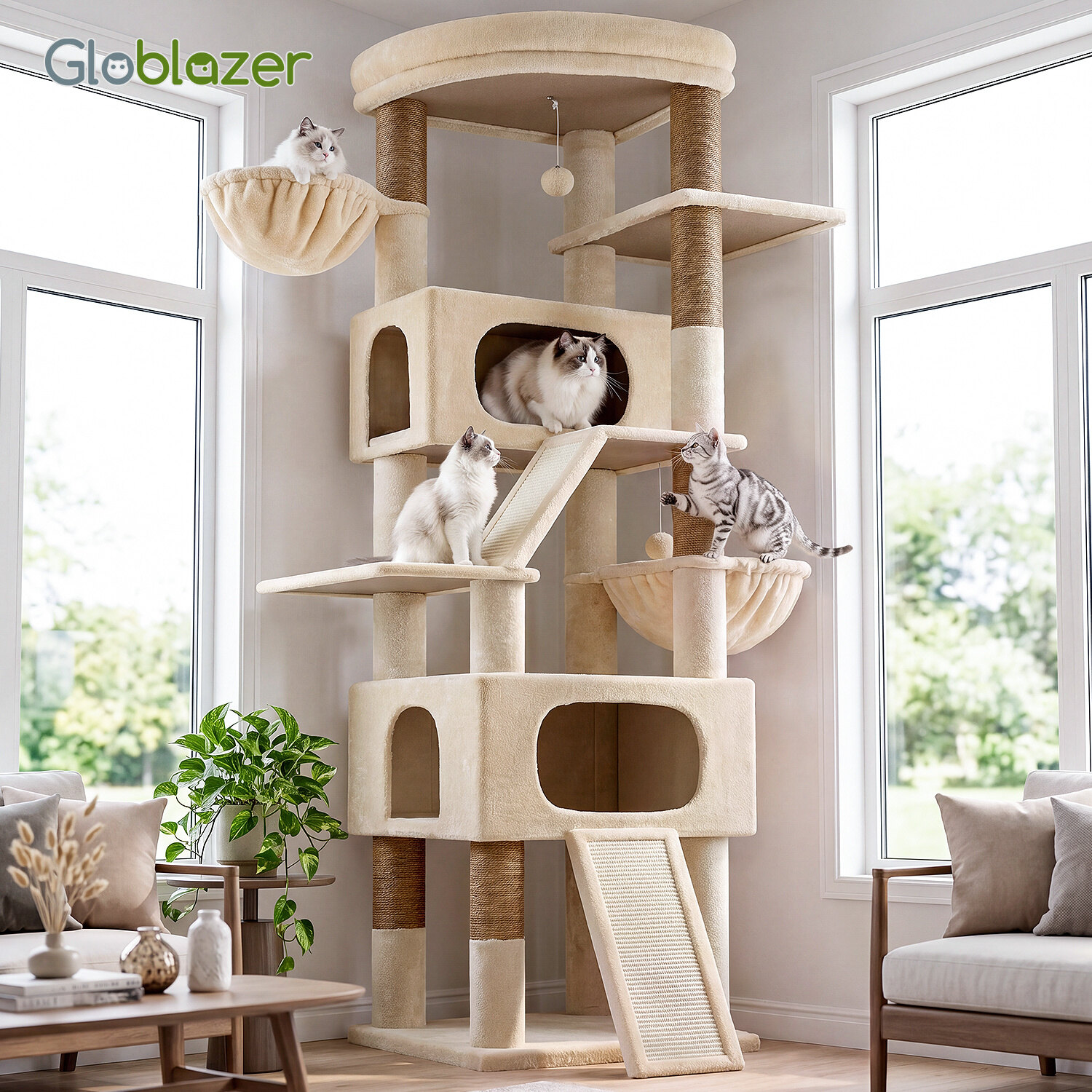 globlazer-s80h-arbre-chat-203-cm-beige-grand-chat image 8