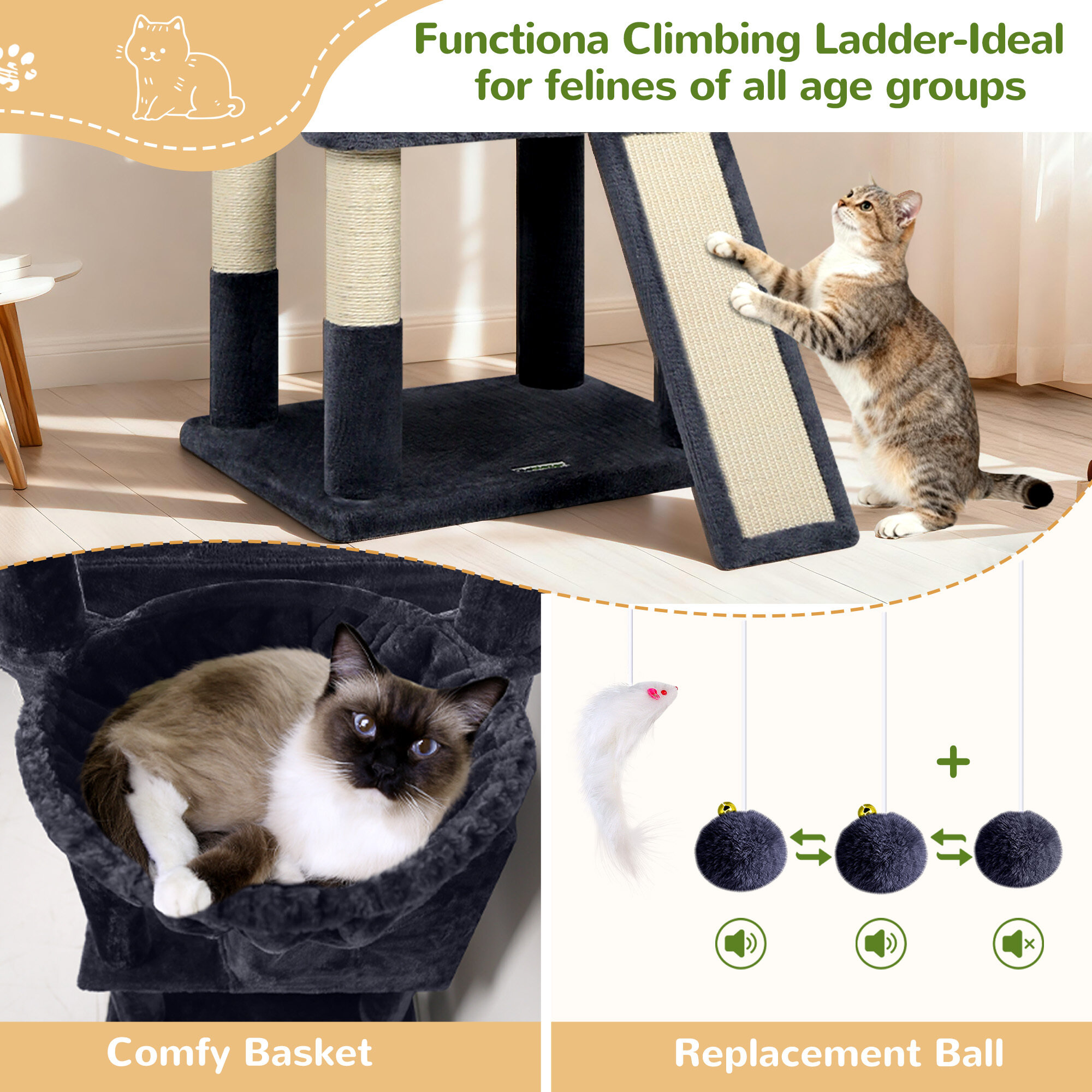 globlazer-f-series-f83d-arbre-chat-gris-fonc-83-pouces image 5