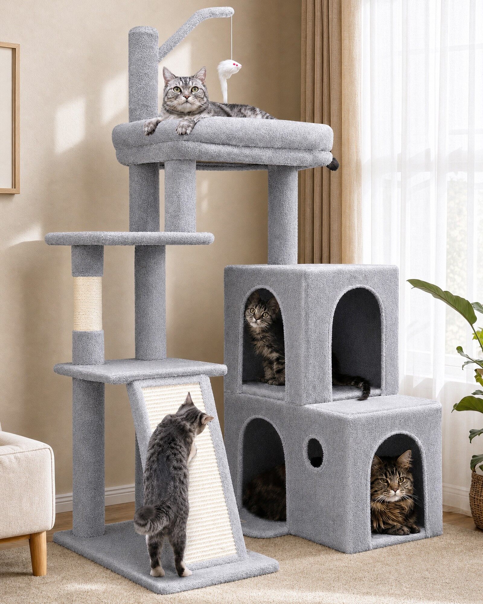 globlazer-f50-arbre-chat-gris-clair-127-cm-compact image 1
