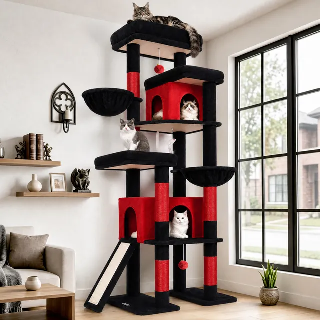 globlazer-s78-s-series-arbre-chat-rouge-noir-78-pouces image 1