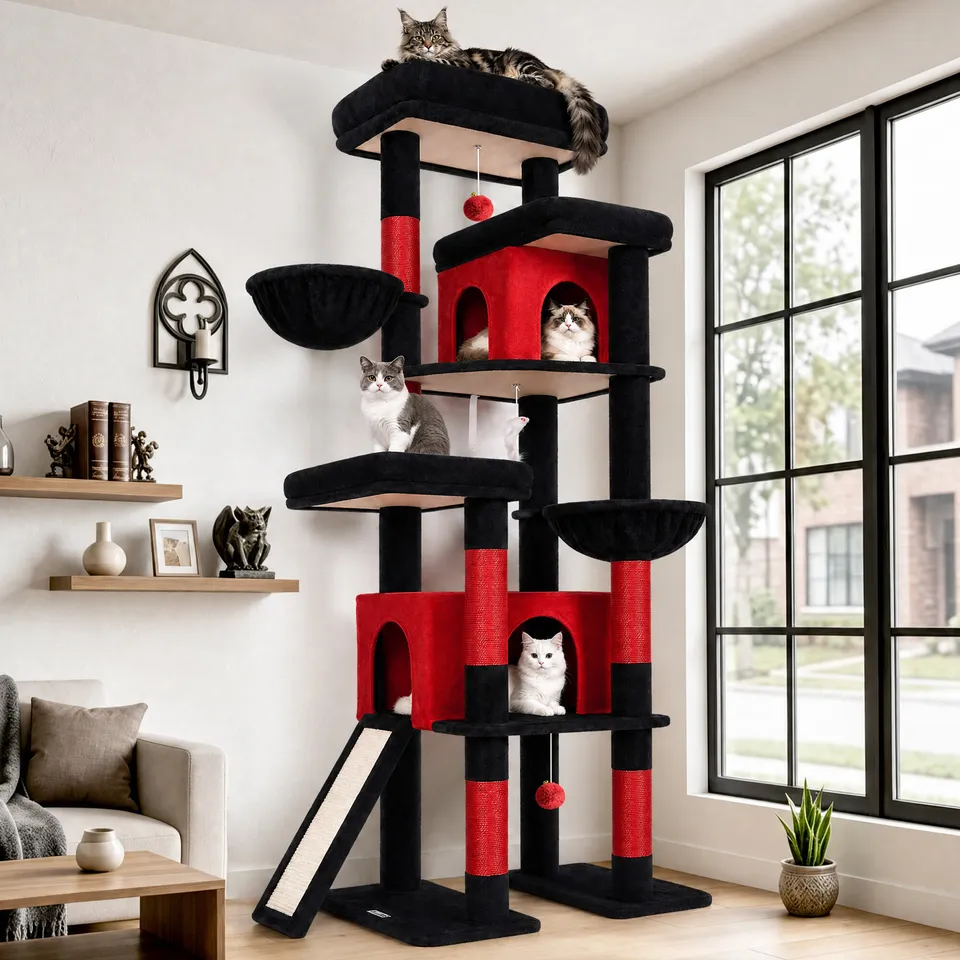 globlazer-s78-s-series-arbre-chat-rouge-noir-78-pouces image 1