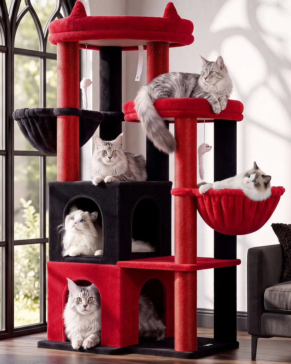 globlazer-s-series-s63-arbre-chat-rouge-noir-160-cm-robuste image 1