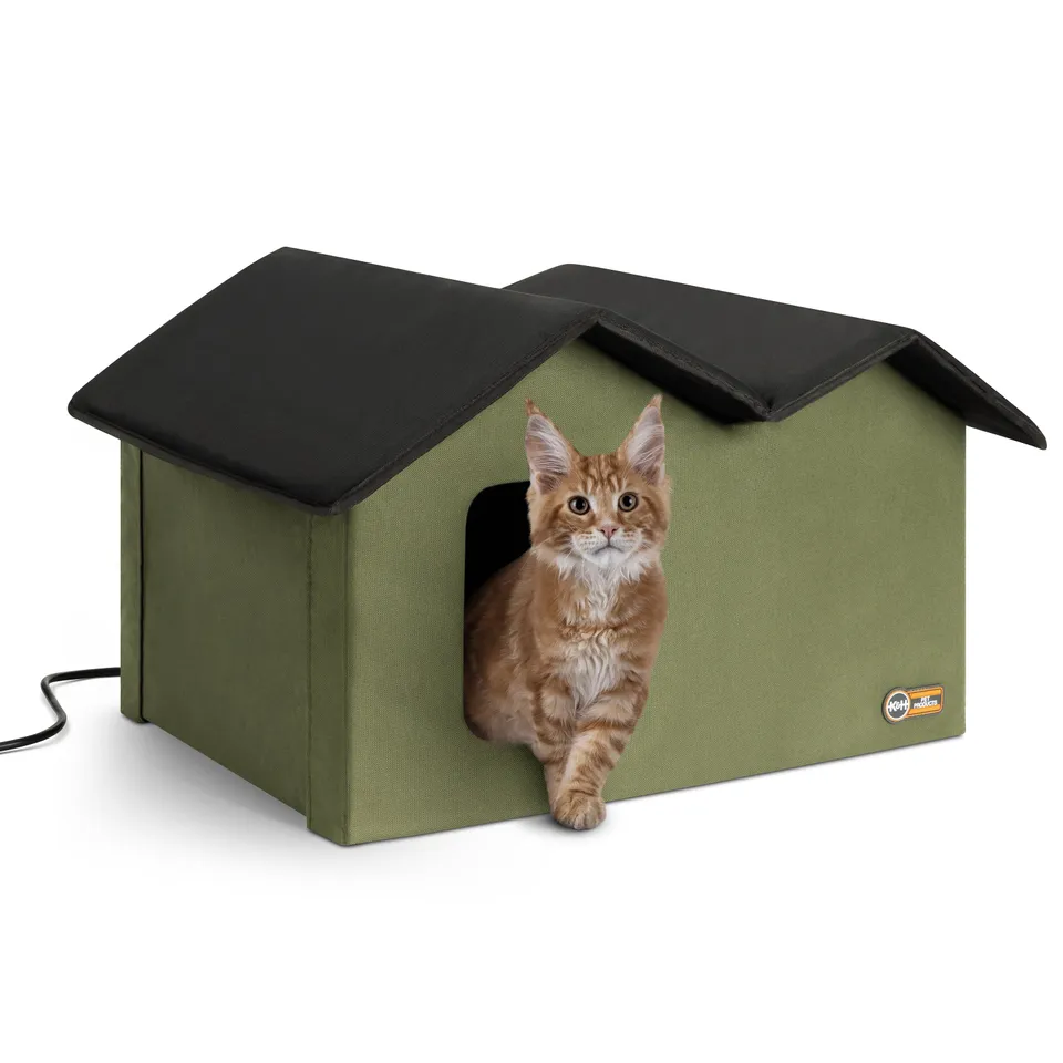 k-h-thermo-outdoor-kitty-house-maison-chat-chauffante-olive image 1