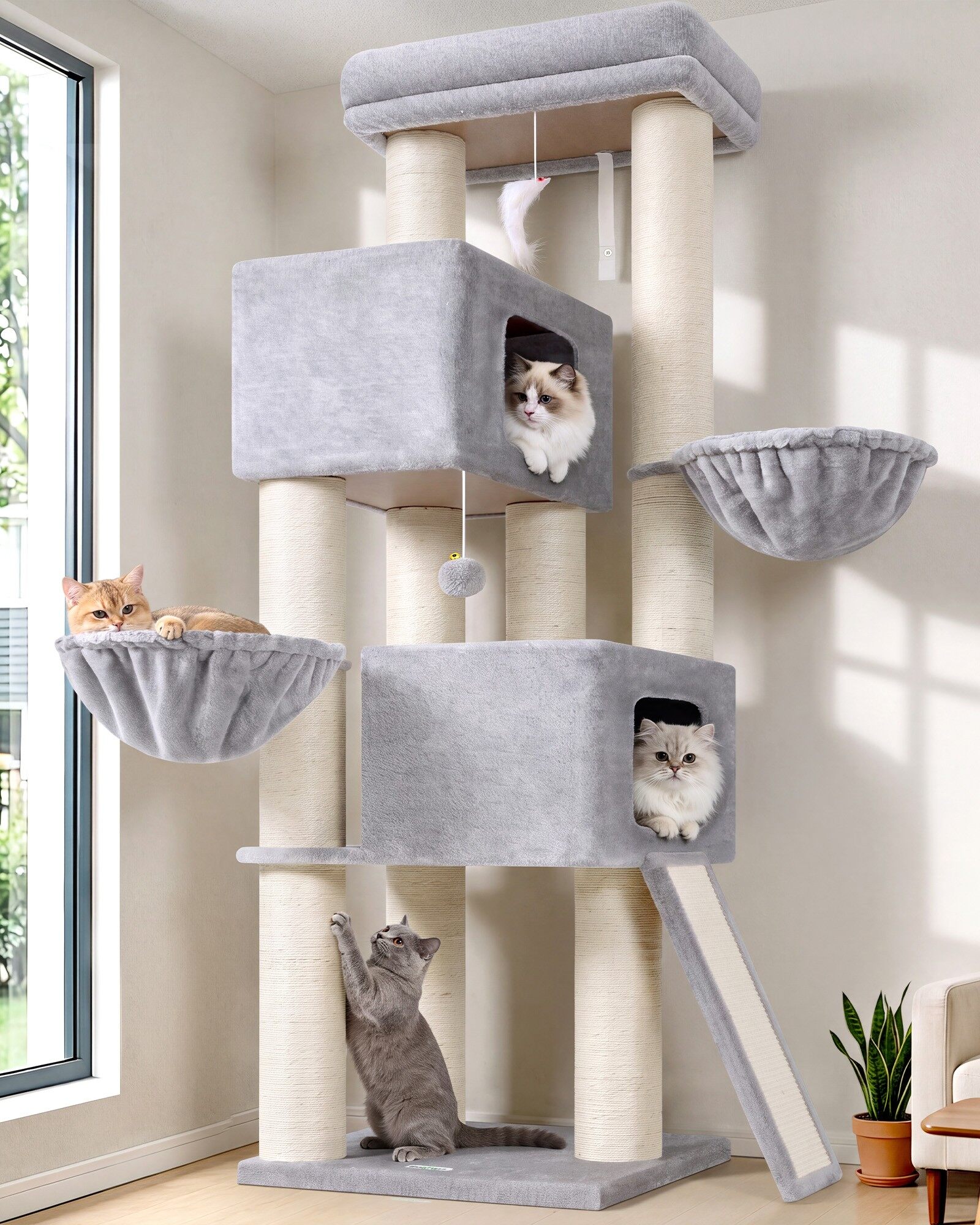 globlazer-s67-arbre-a-chat-gris-clair-170-cm image 1