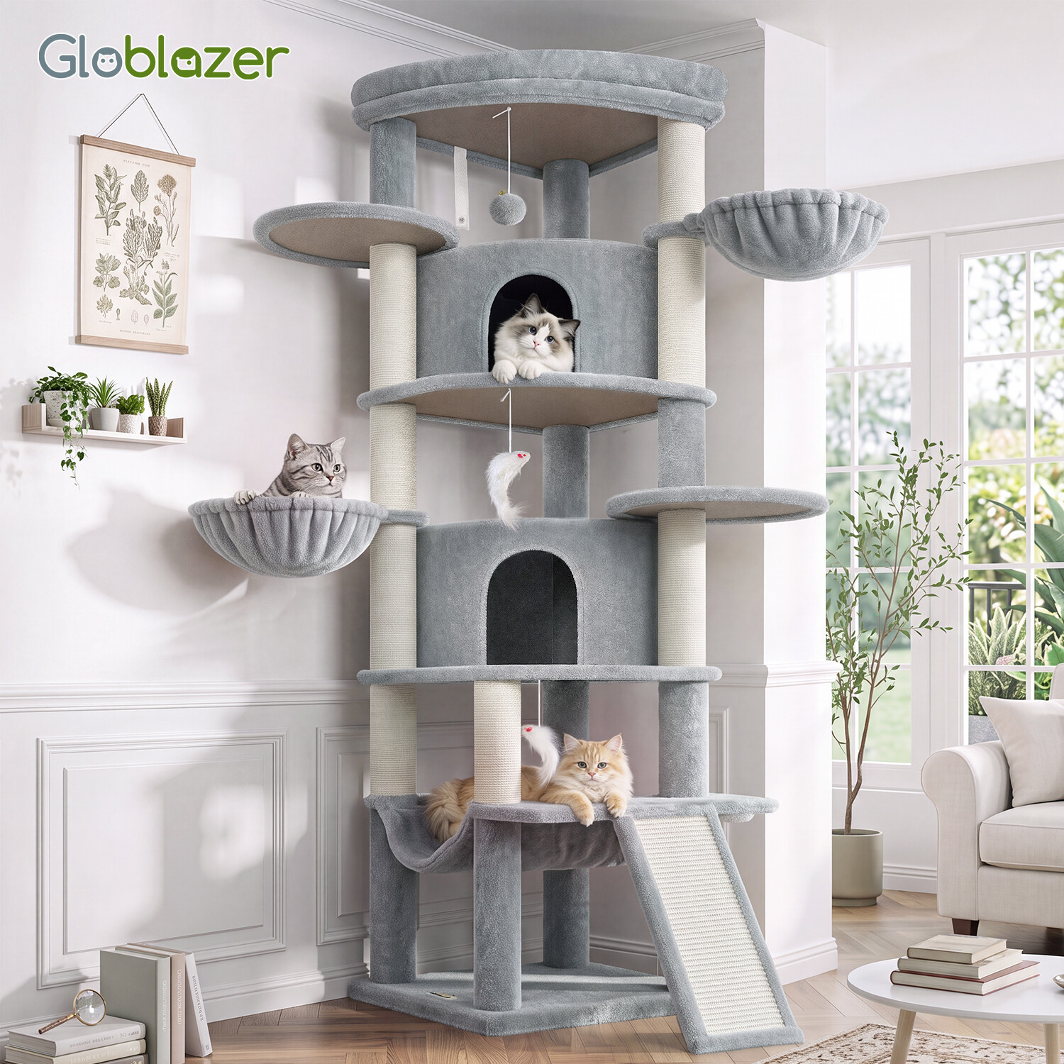 globlazer-c-series-c73-arbre-chat-angle-gris-clair-185-cm image 8