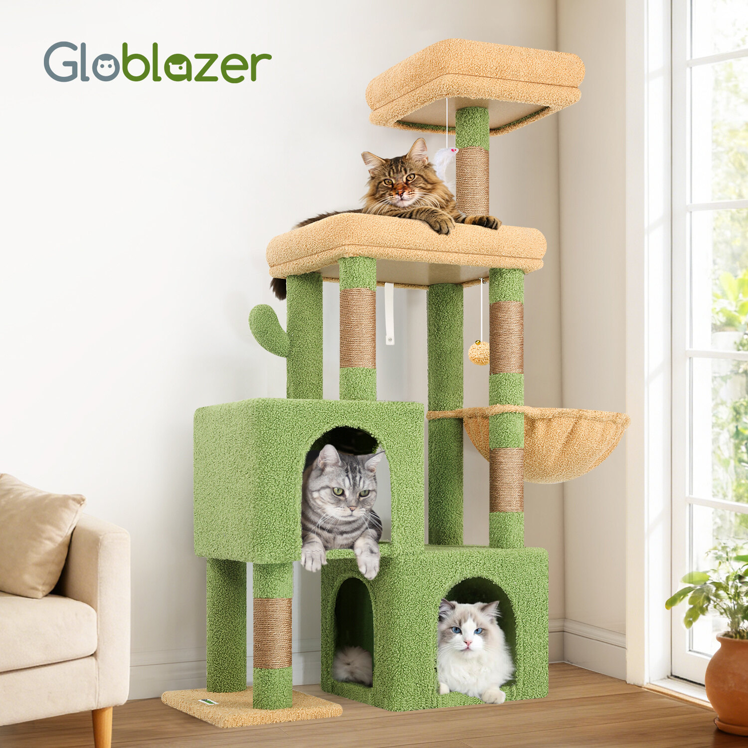 globlazer-s-series-s52-arbre-chat-vert-cactus-132-cm image 8