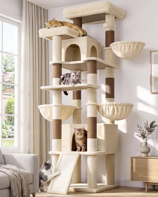 globlazer-f80j-arbre-chat-beige-80-pouces-grand-chat image 1