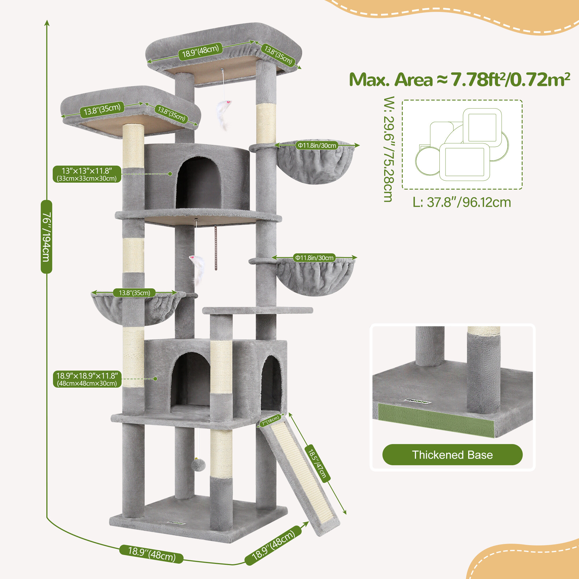 globlazer-f76c-arbre-chat-76-pouces-gris-clair-xxl image 3