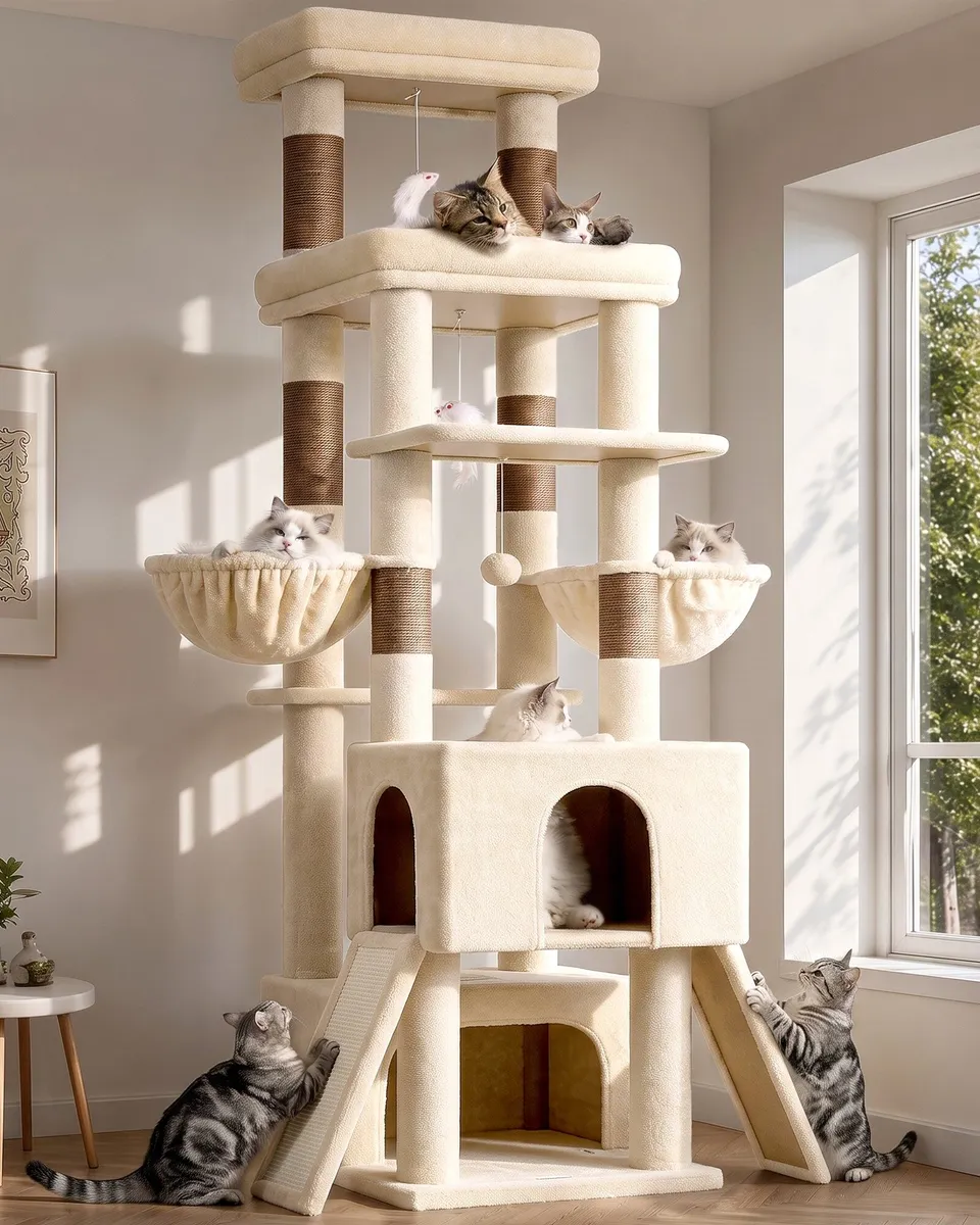 globlazer-z-series-z78-arbre-chat-beige-78-pouces-grand-haut image 1