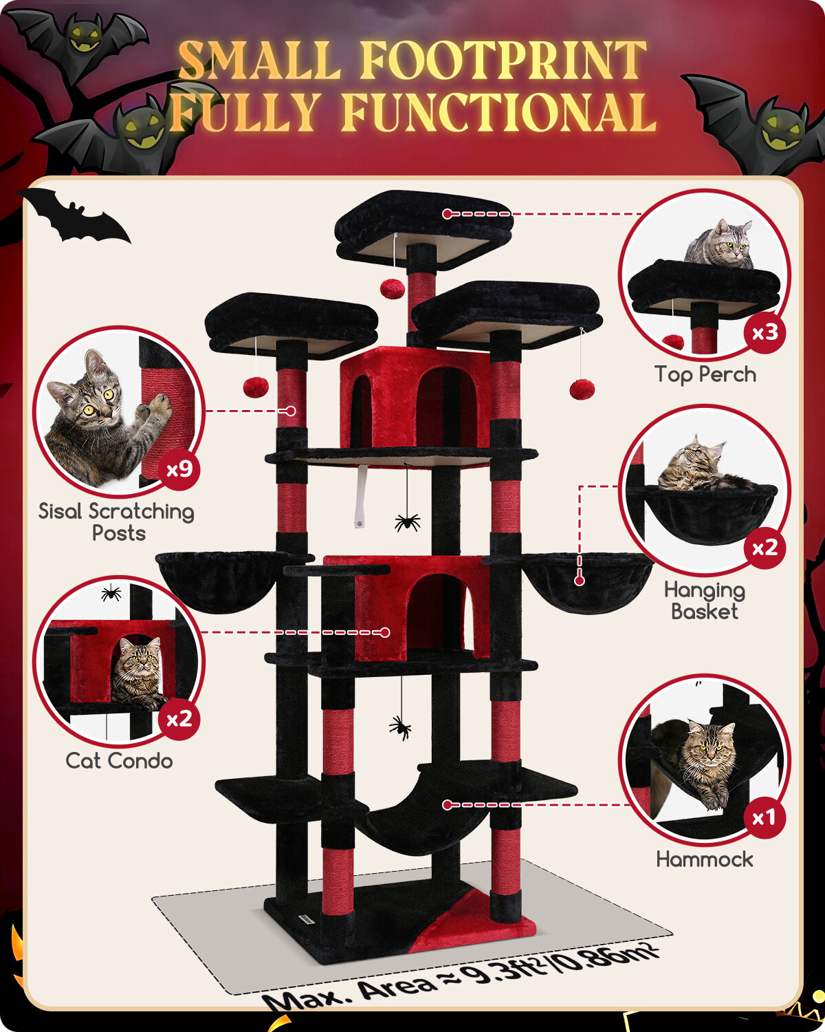 globlazer-f-series-f80-arbre-chat-noir-rouge-80-pouces image 3