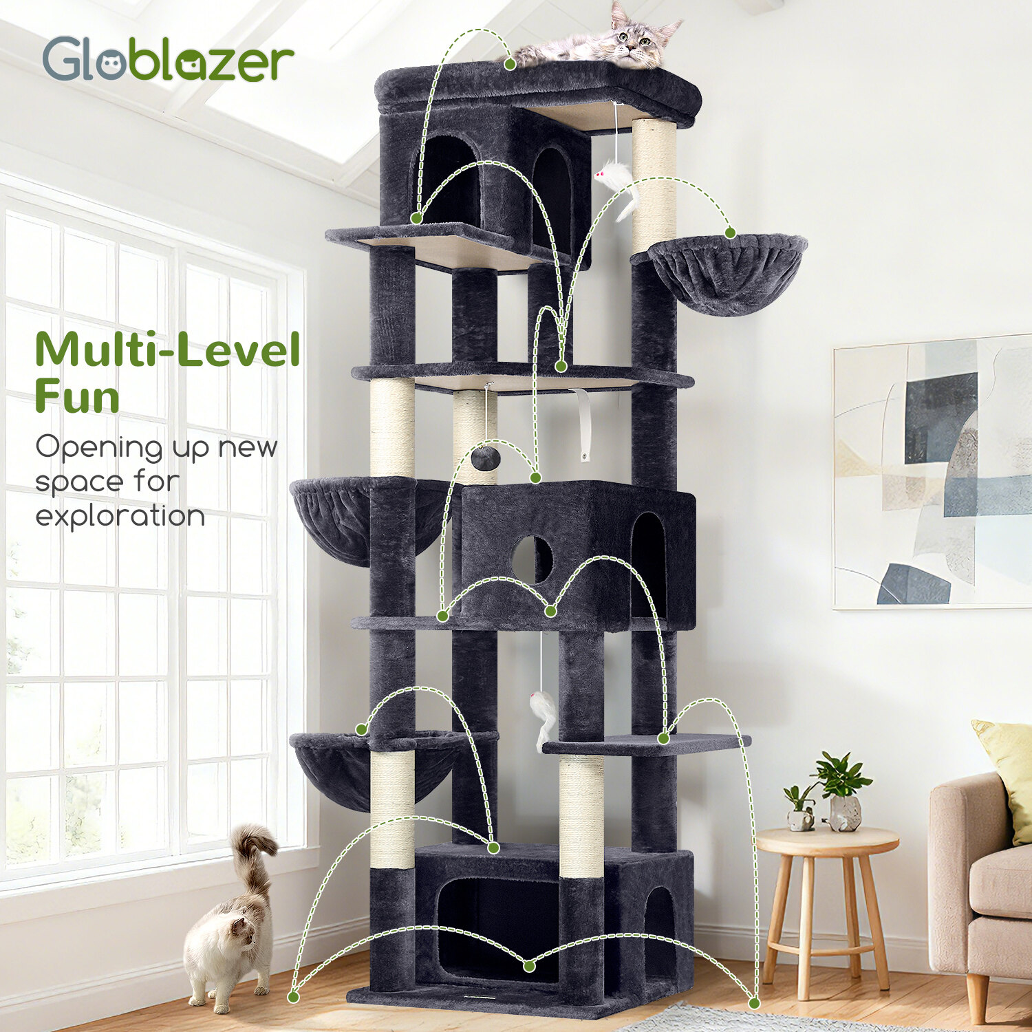 globlazer-f-series-f80f-arbre-chat-gris-fonc-203-cm image 8