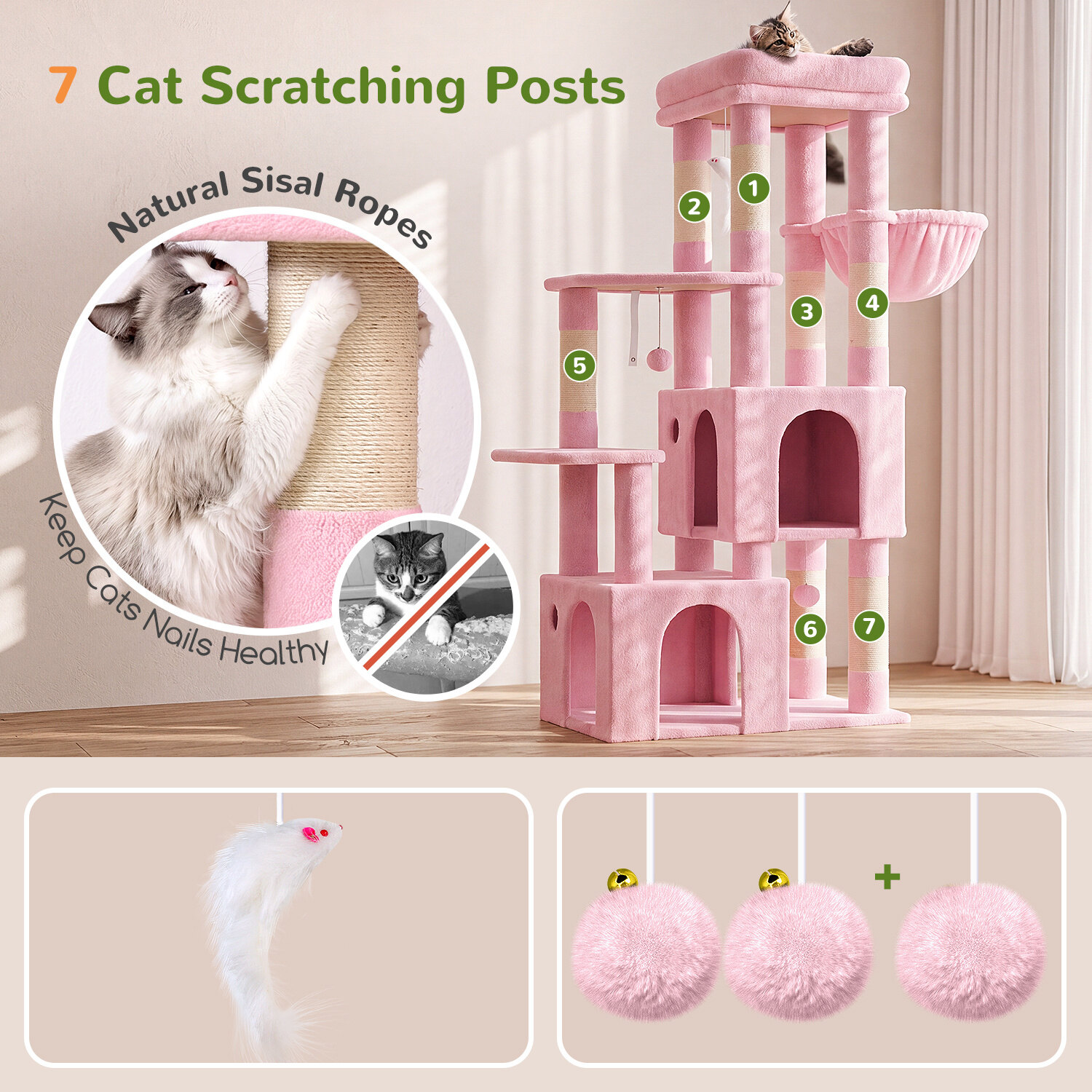 globlazer-f-series-f61-arbre-chat-rose-155-cm image 6